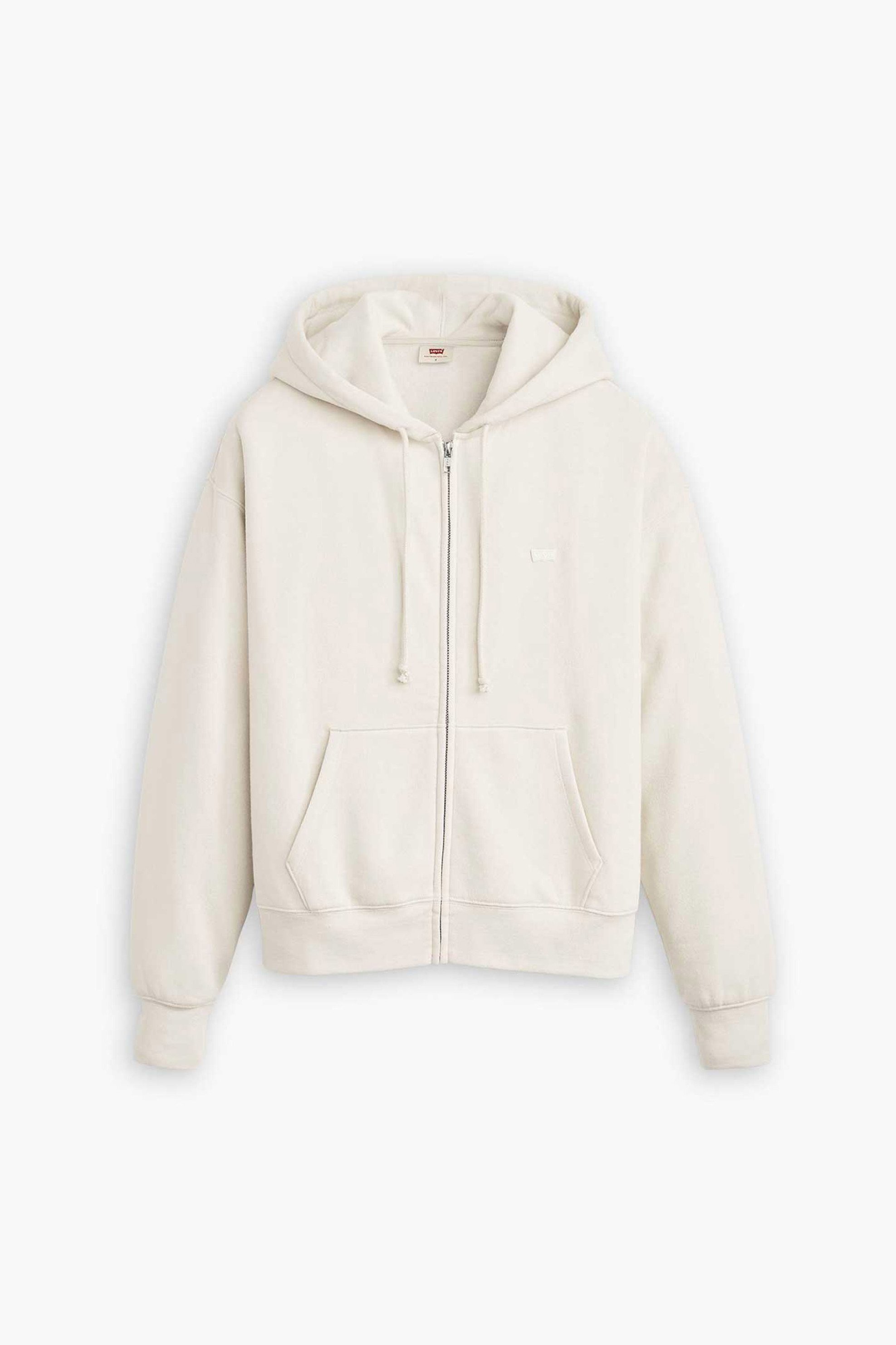 Levi's® γυναικεία ζακέτα φούτερ μονόχρωμη με κουκούλα και τσέπες - A59450015 Εκρού φωτογραφία