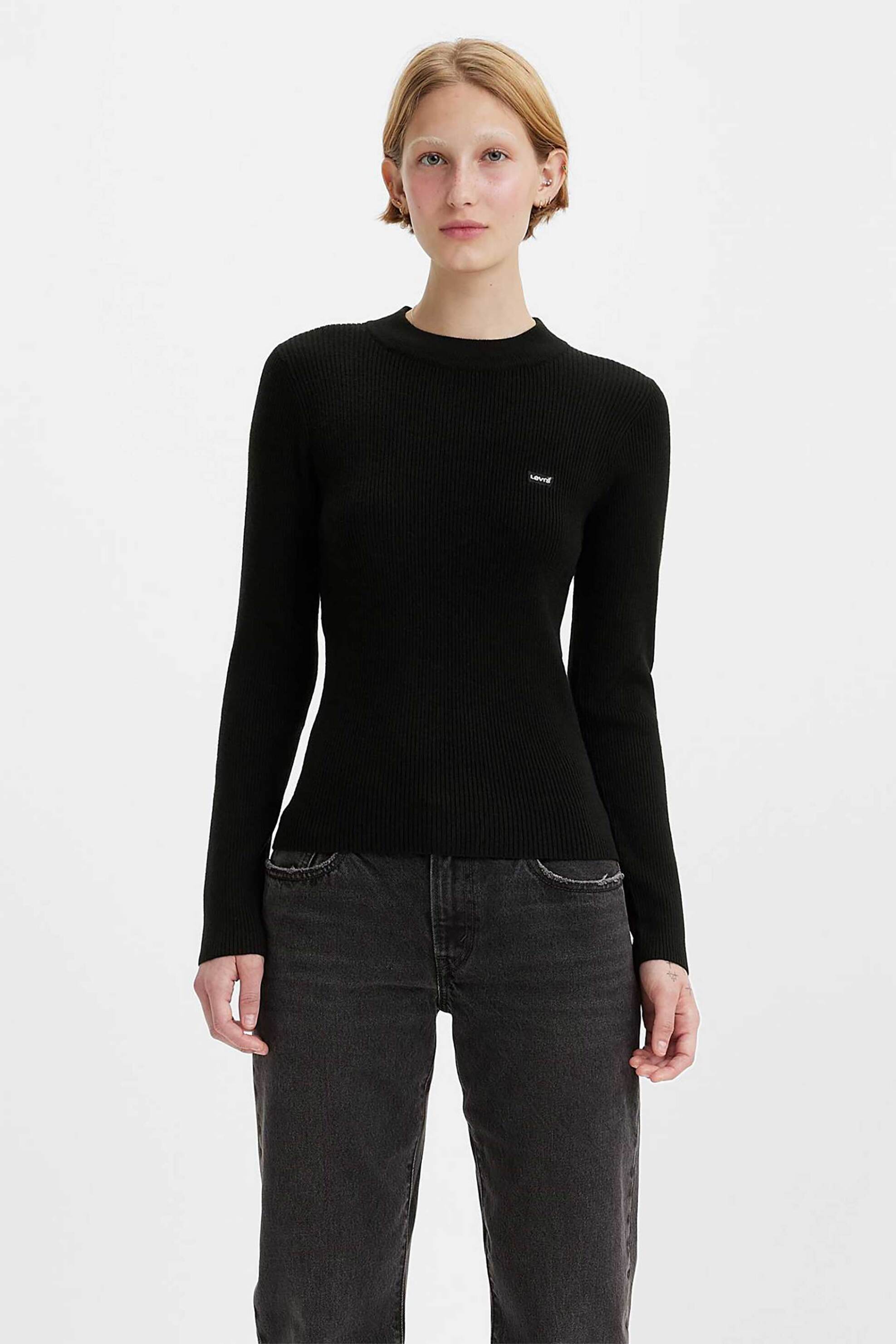 Levi's® γυναικείο πουλόβερ μονόχρωμο με ribbed πλέξη και λογότυπο Slim Fit
