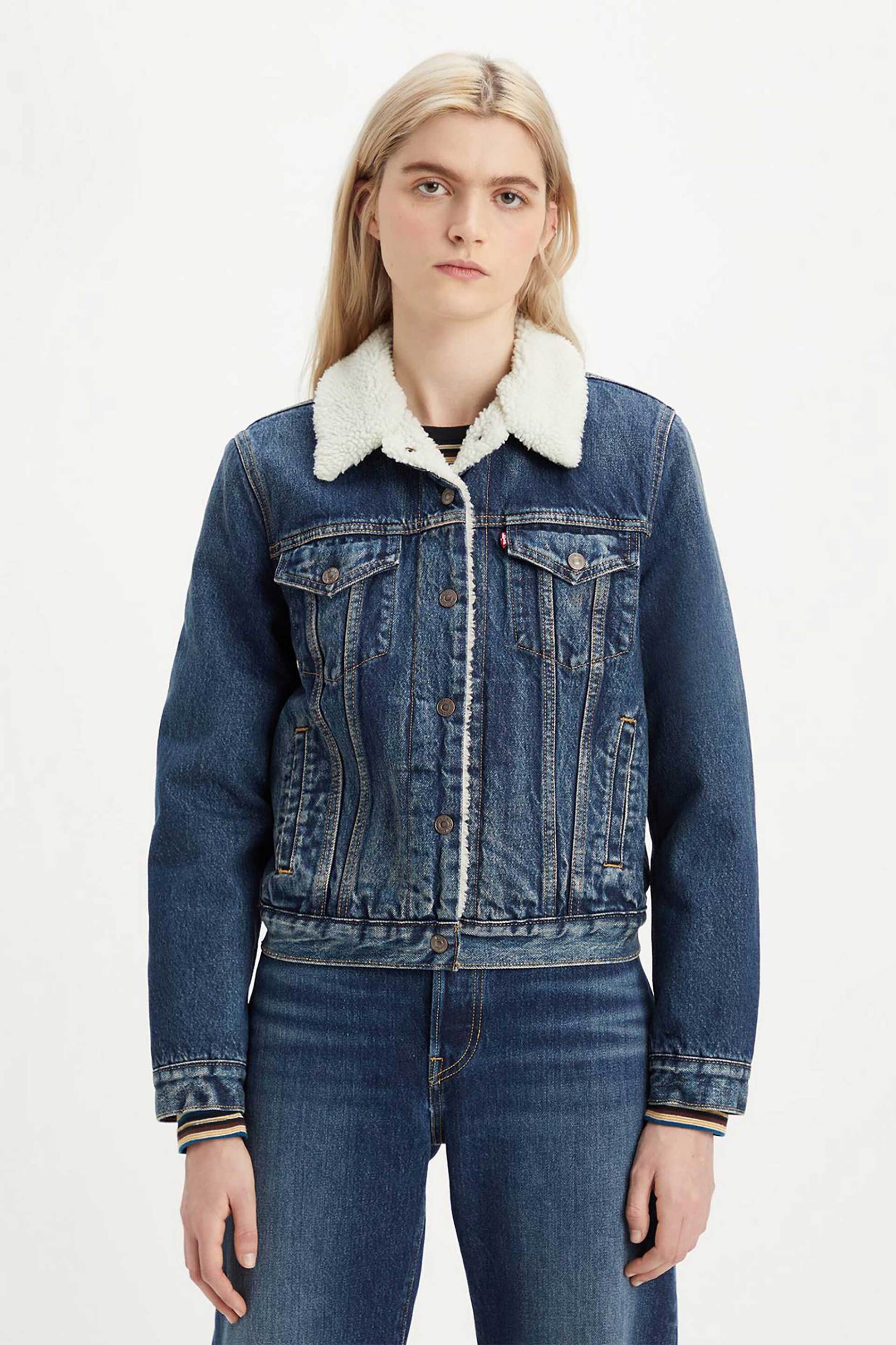 LEVI'S Levi's® γυναικείο denim μπουφάν με εσωτερική γούνα sherpa Slim Fit - 361360063 Denim Blue
