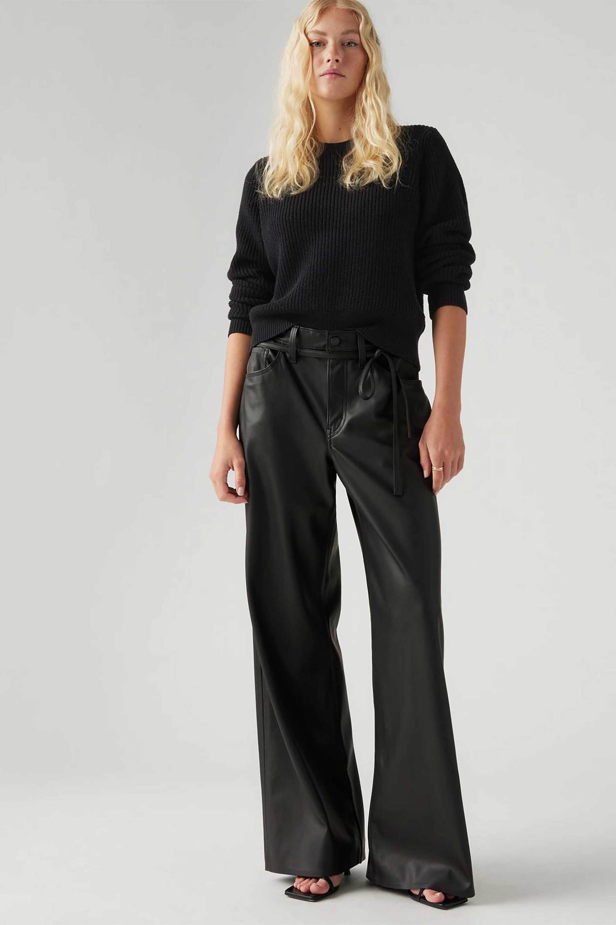 Levi's® γυναικείο παντελόνι ψηλόμεσο πεντάτσεπο faux δέρμα "Xl Straight" - A93100000 Μαύρο