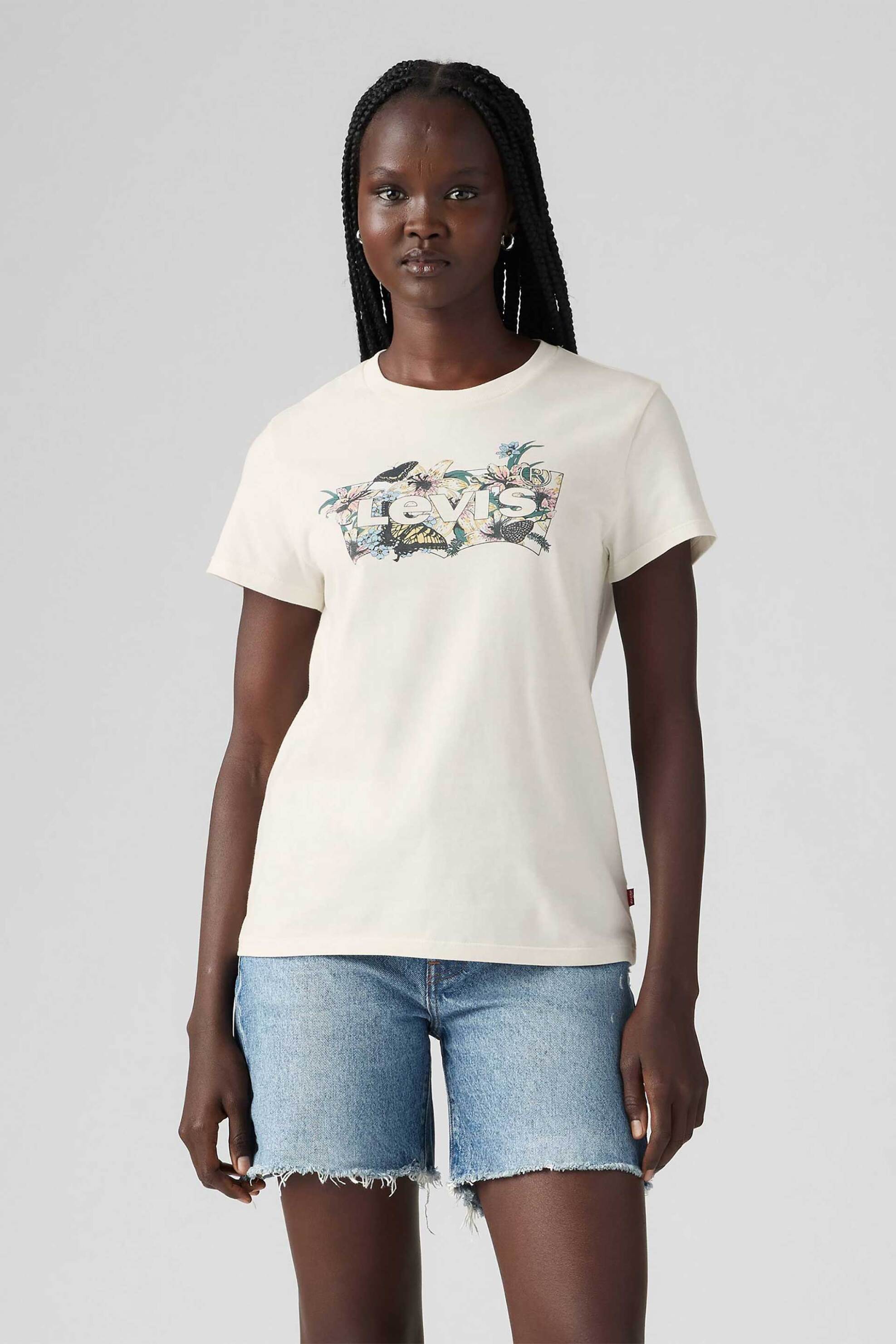 LEVI'S Levi's® γυναικείο T-shirt με graphic logo print Standard Fit "The Perfect Tee" - 173692948 Λευκό