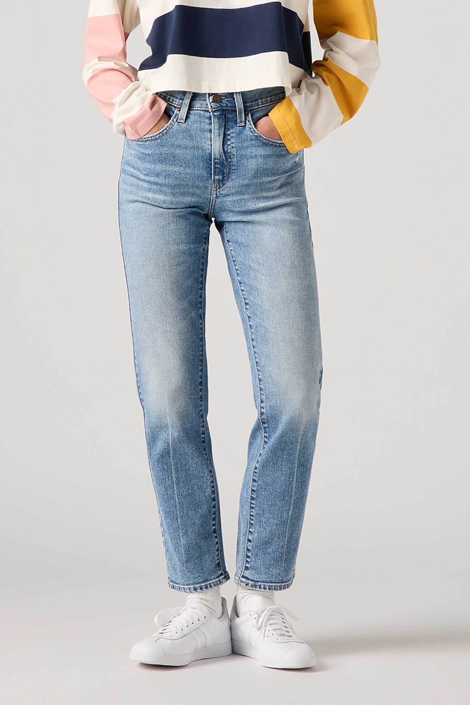 Levi's® γυναικείο τζιν παντελόνι ψηλόμεσο πεντάτσεπο Slim Fit "724" - 188830386 Denim Blue Ανοιχτό φωτογραφία