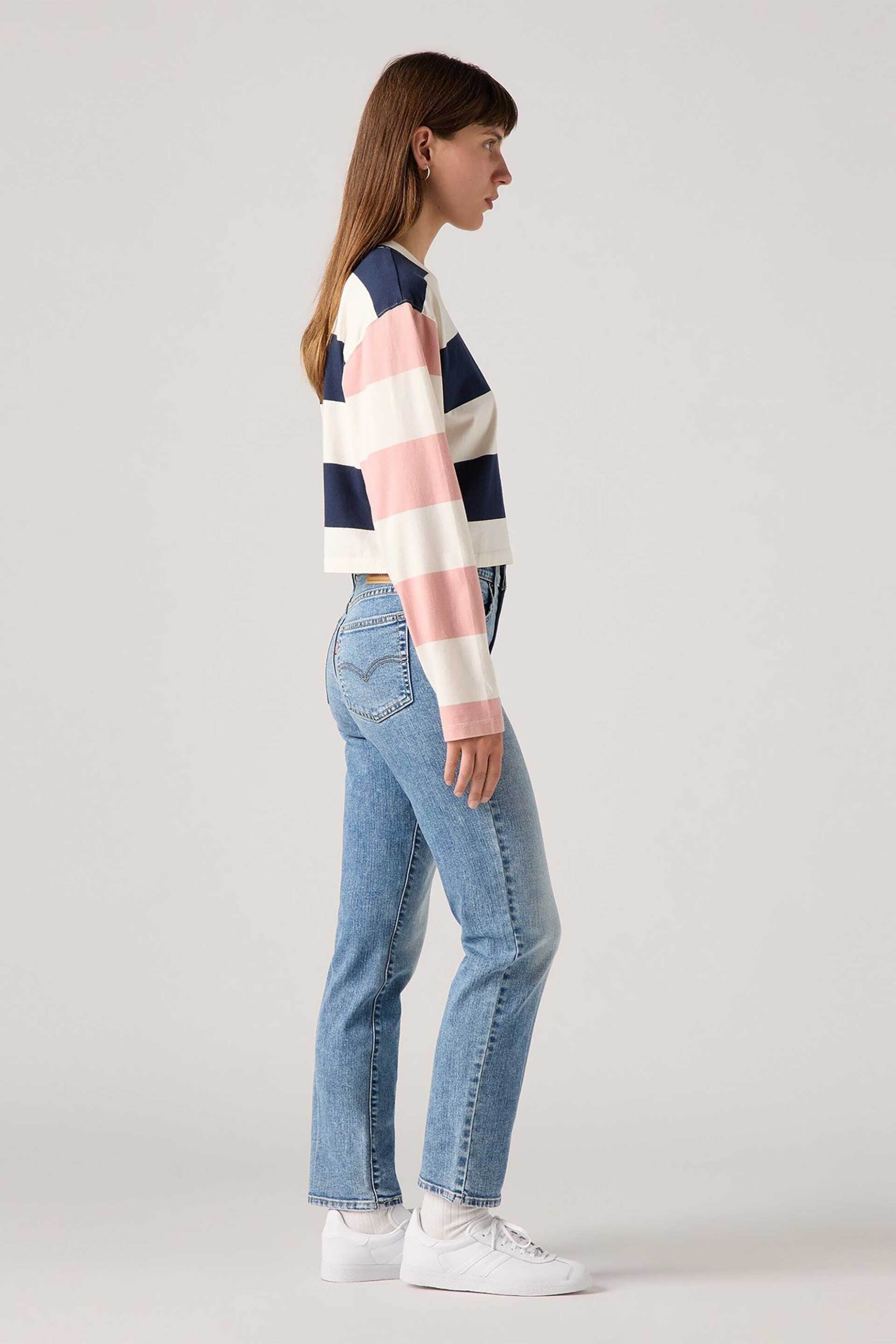LEVI'S Levi's® γυναικείο τζιν παντελόνι ψηλόμεσο πεντάτσεπο Slim Fit "724" - 188830386 Denim Blue Ανοιχτό - 3