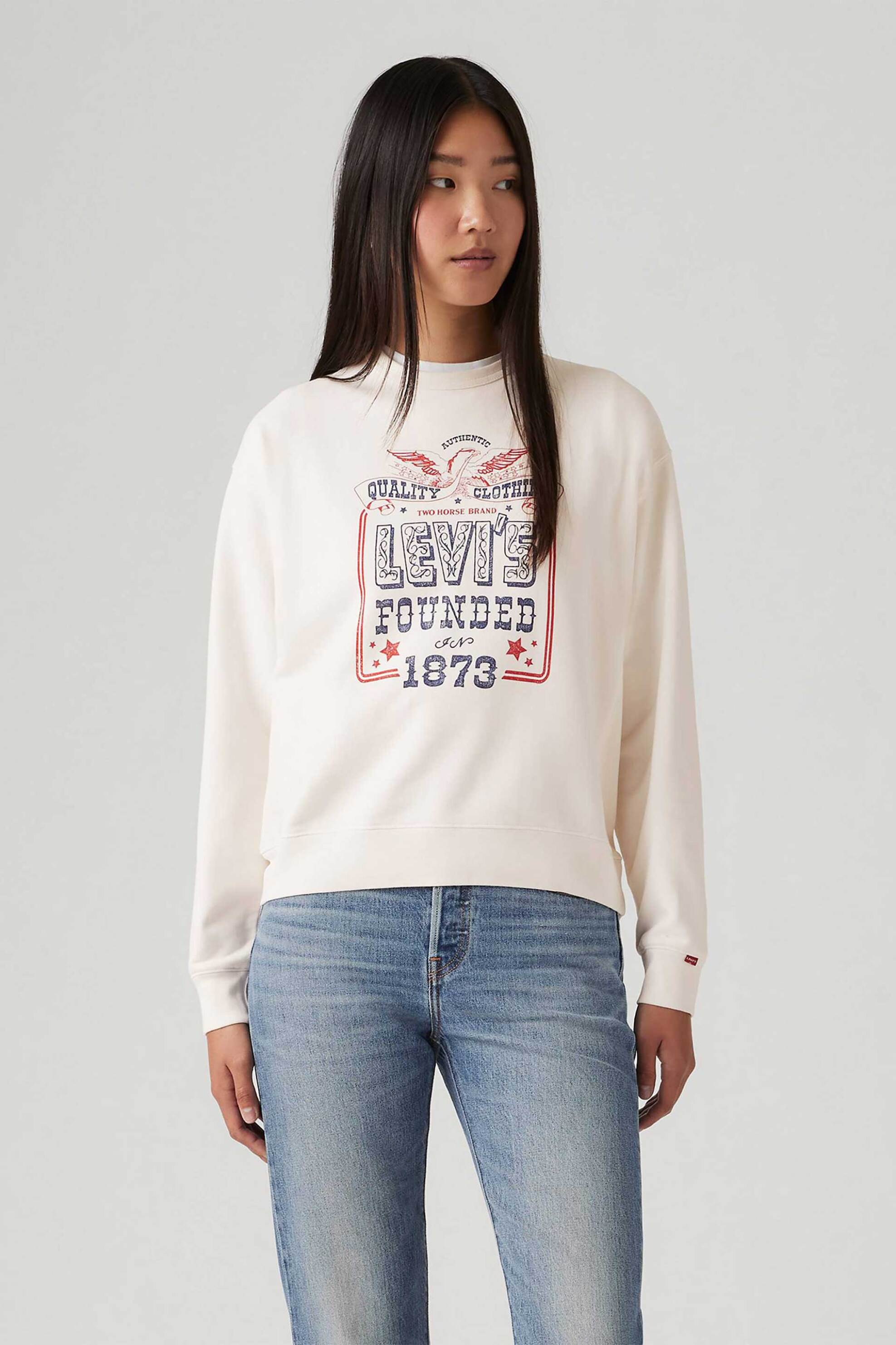 LEVI'S Levi's® γυναικεία μπλούζα φούτερ με graphic logo print Standard Fit "Graphic Heritage" - A72880047 Λευκό - 3