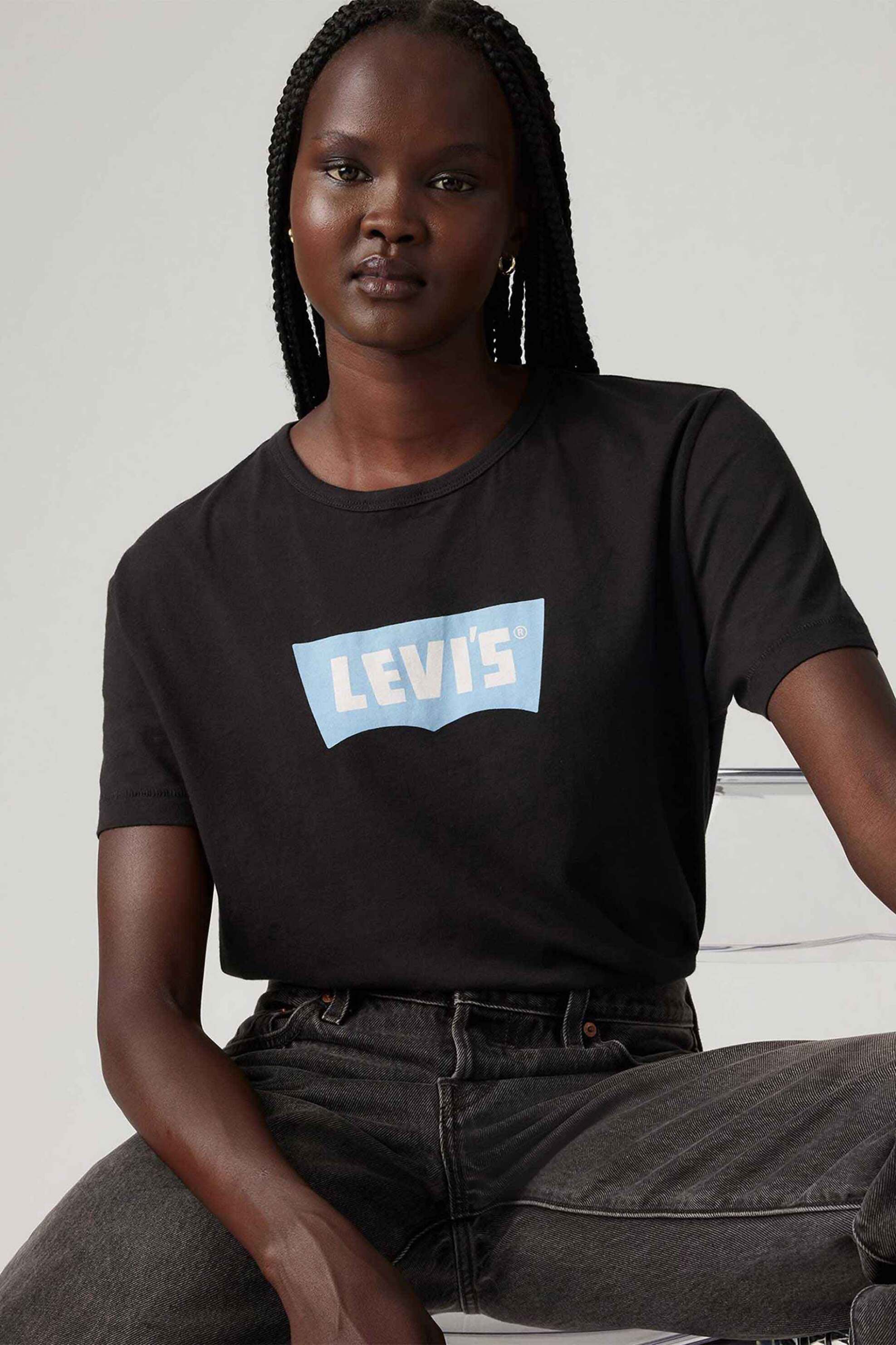 Levi's® γυναικείο T-shirt με logo print Standard Fit "Graphic Iconic" - A88020039 Μαύρο
