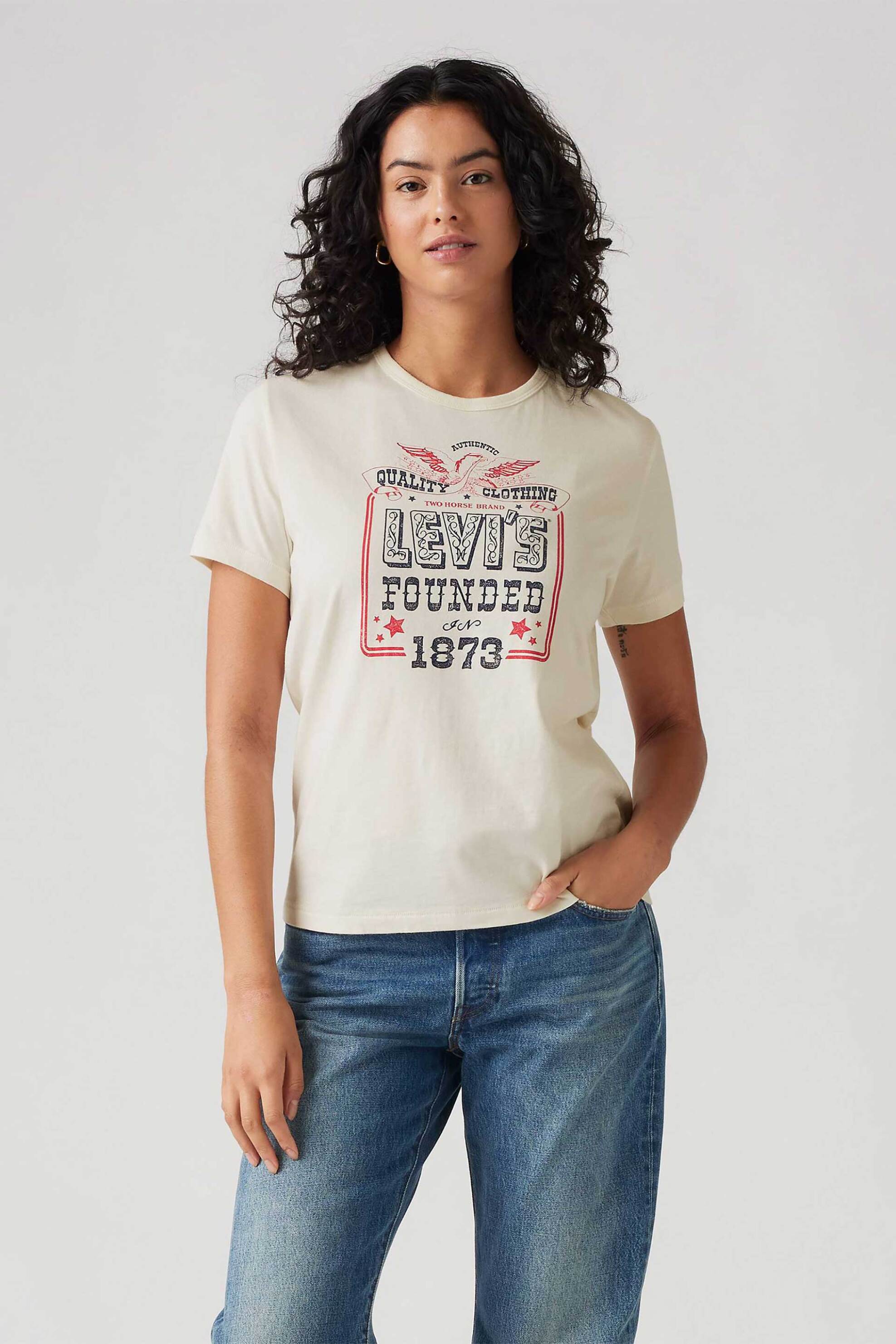 LEVI'S Levi's® γυναικείο T-shirt με graphic logo print Standard Fit "Graphic Iconic Tee" - A88020041 Λευκό