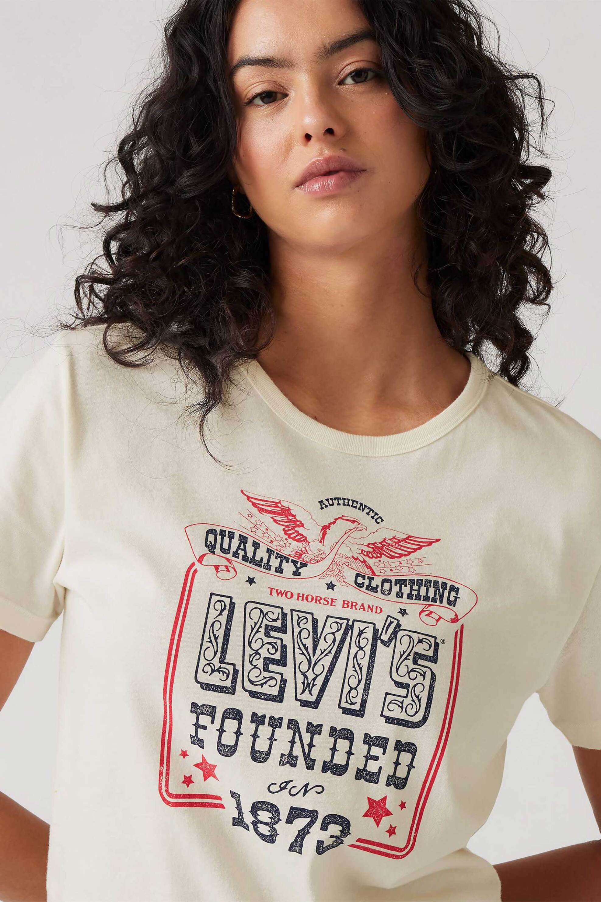 Levi's® γυναικείο T-shirt με graphic logo print Standard Fit "Graphic Iconic Tee" - A88020041 Λευκό φωτογραφία