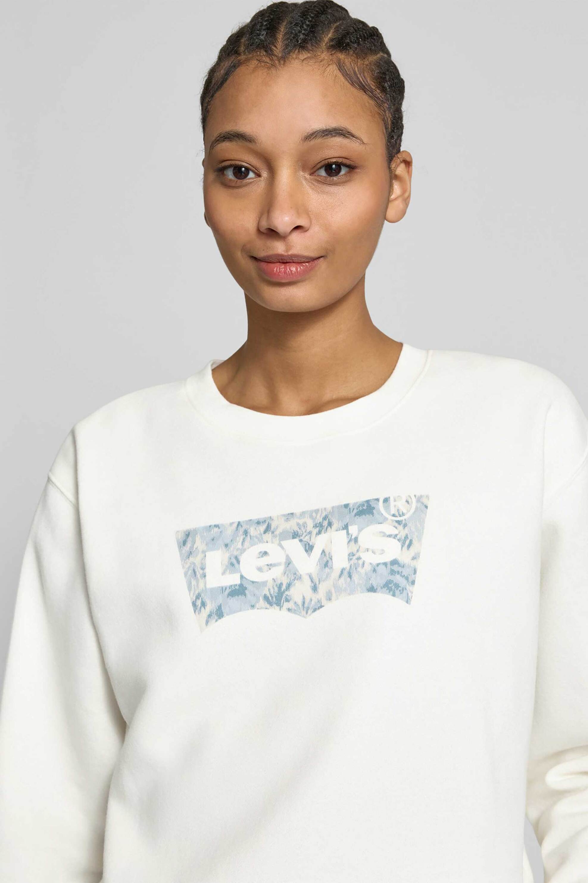 Levi's® γυναικεία μπλούζα φούτερ με graphic logo print Loose Cut "Everyday" - A88000044 Εκρού φωτογραφία