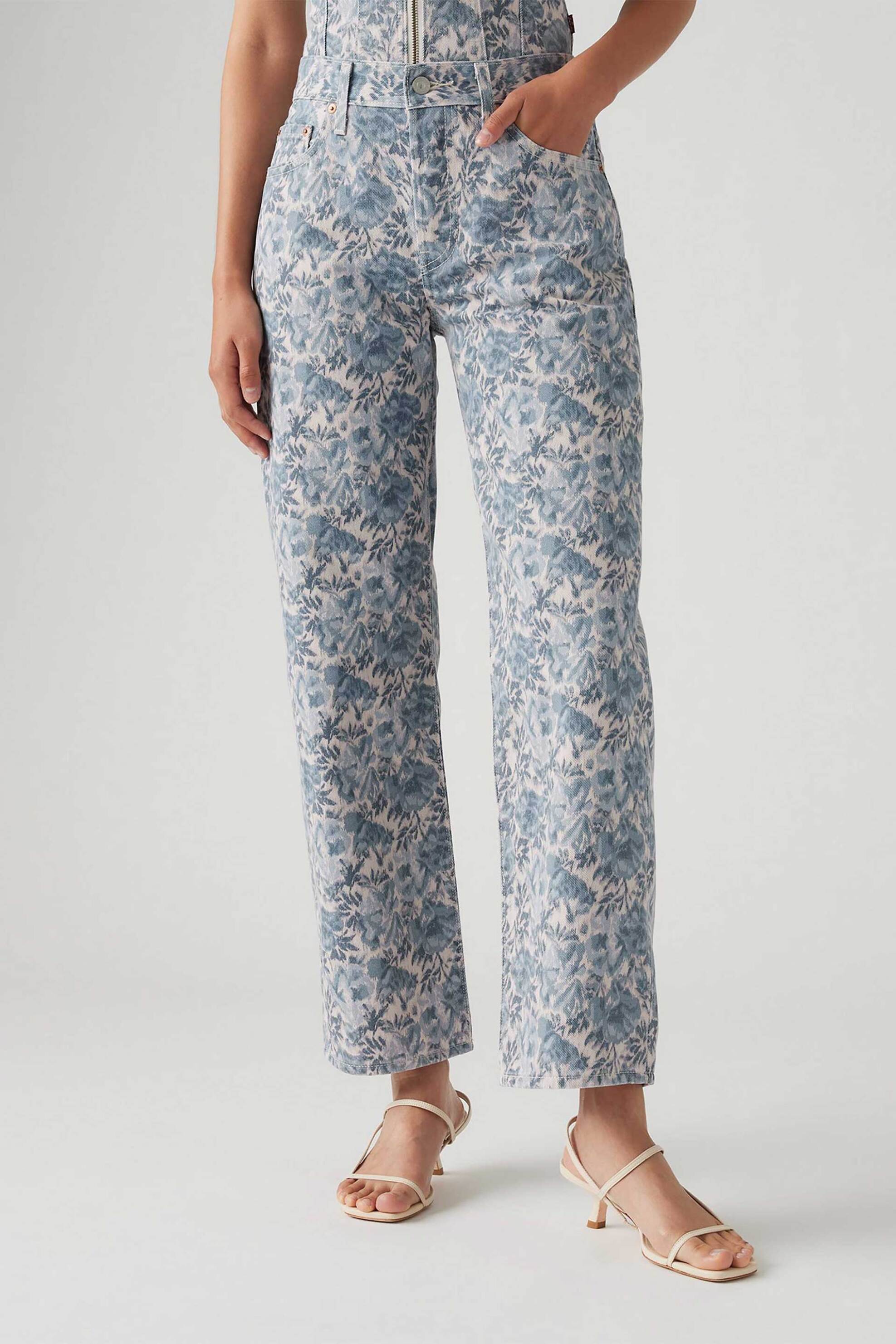 Levi's® γυναικείο τζιν παντελόνι πεντάτσεπο με floral print Loose Straight Fit "501 90's Ankle" - A91500009 Μπλε φωτογραφία