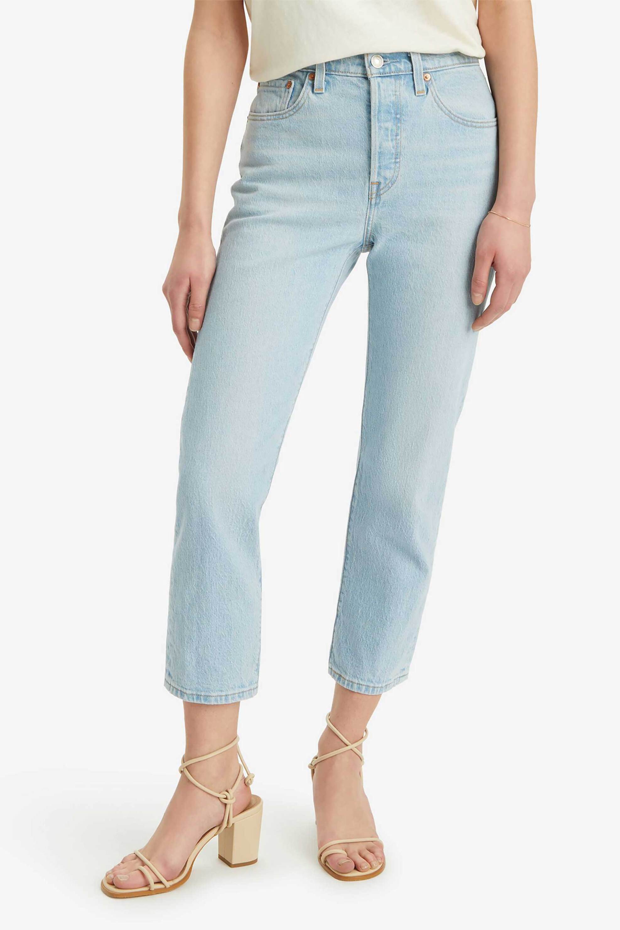Levi's® γυναικείο τζιν παντελόνι ψηλόμεσο cropped πεντάτσεπο Straight Fit "501" - 362000326 Denim Blue Ανοιχτό φωτογραφία