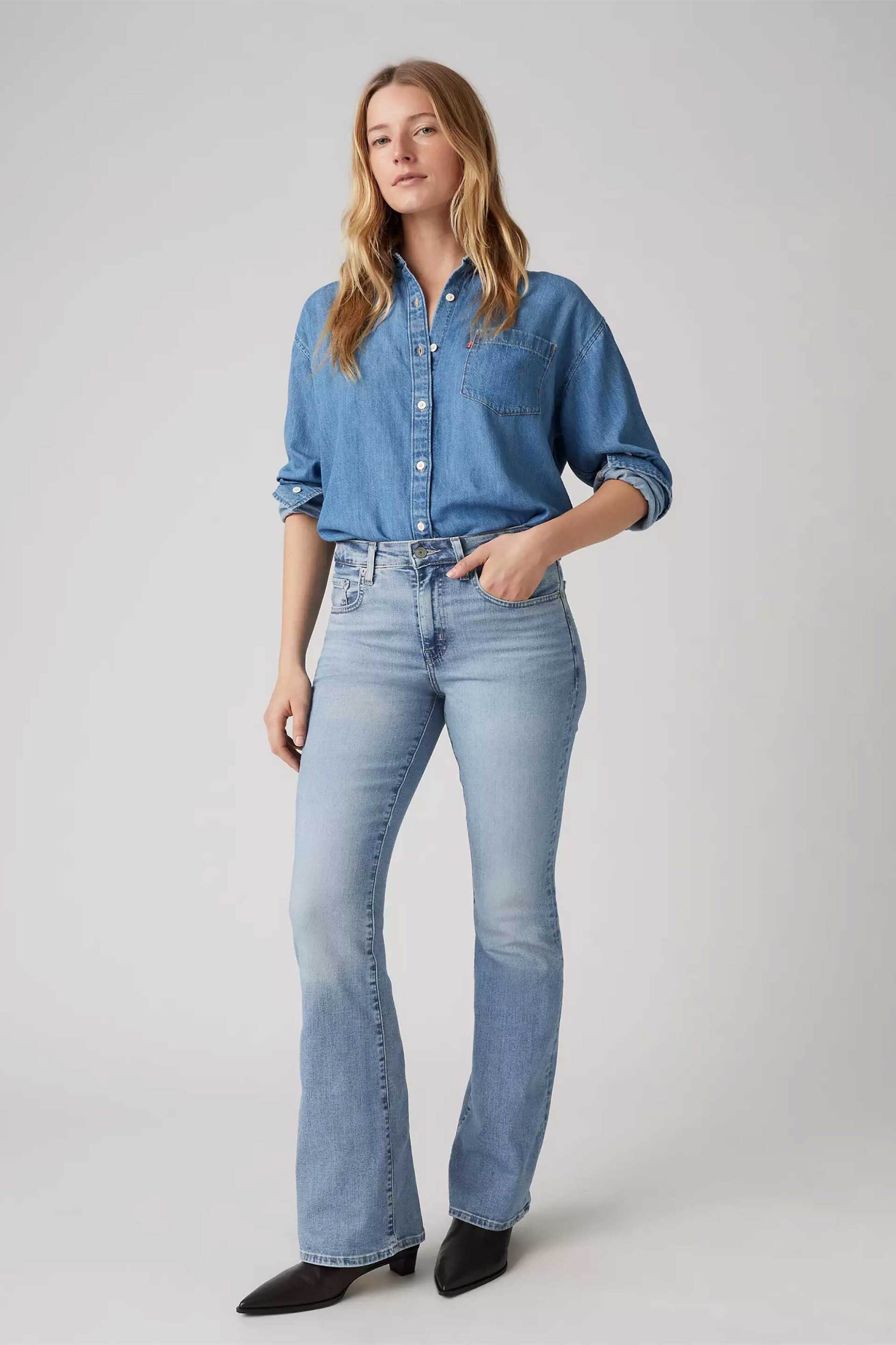 LEVI'S Levi's® γυναικείο τζιν παντελόνι ψηλόμεσο πεντάτσεπο Slim Bootcut Fit "726" - A34100027 Denim Blue Ανοιχτό