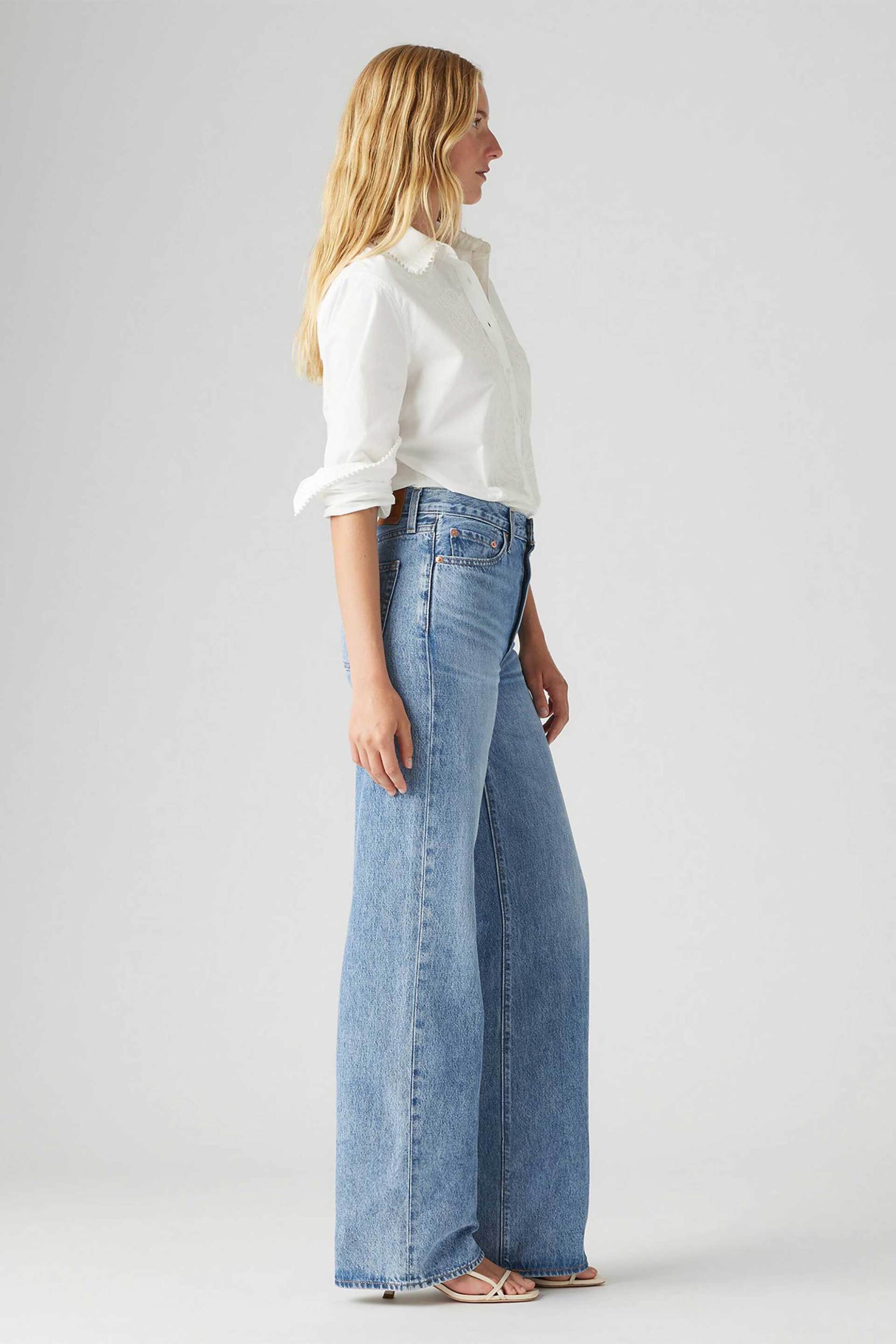 LEVI'S Levi's® γυναικείο τζιν παντελόνι ψηλόμεσο πεντάτσεπο Wide Leg "Ribcage" - A60810020 Denim Blue - 3