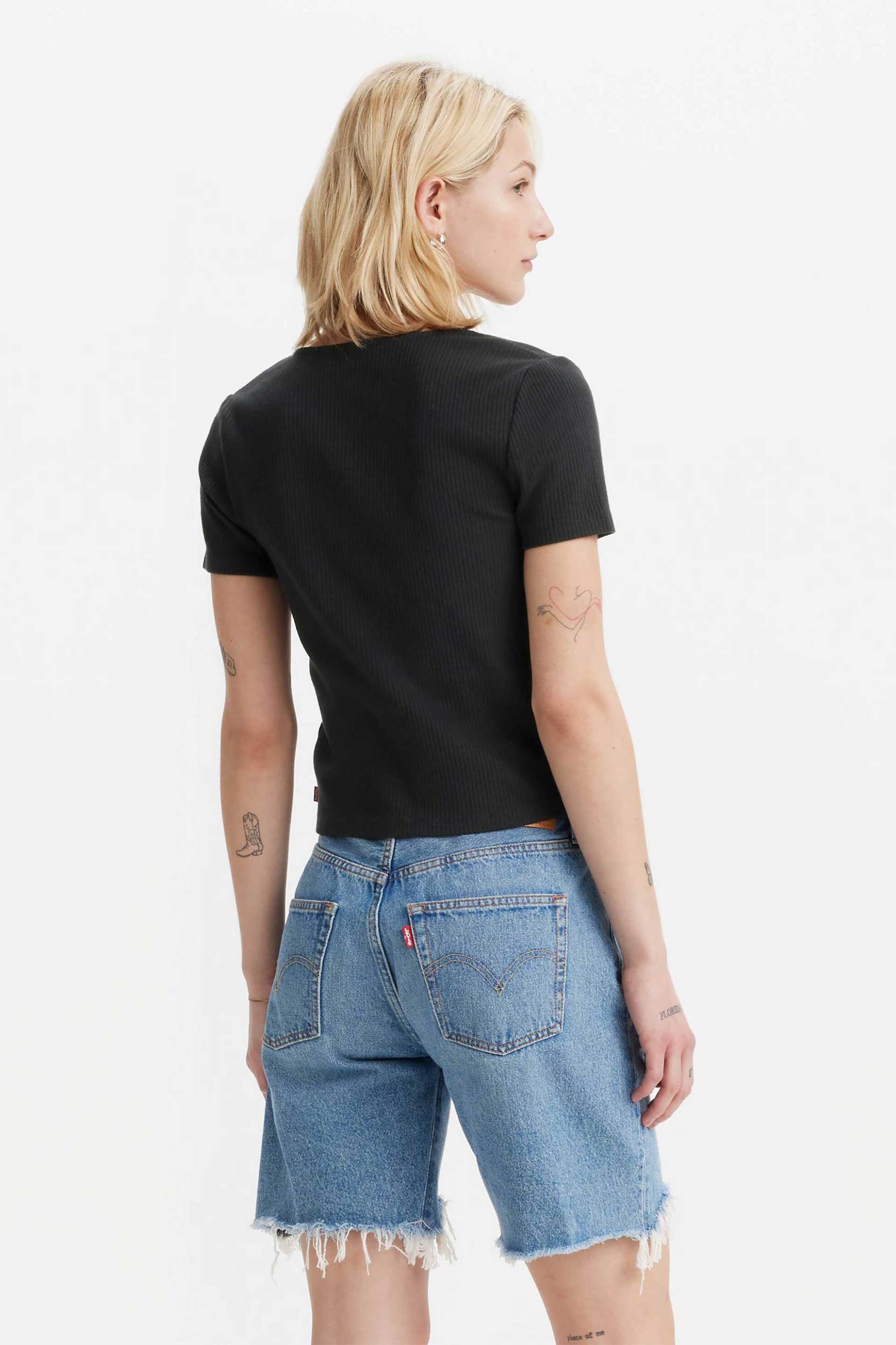 Levi's® γυναικεία μπλούζα ribbed με κουμπιά και V λαιμόκοψη Slim Fit "Muse" - A87820000 Μαύρο φωτογραφία