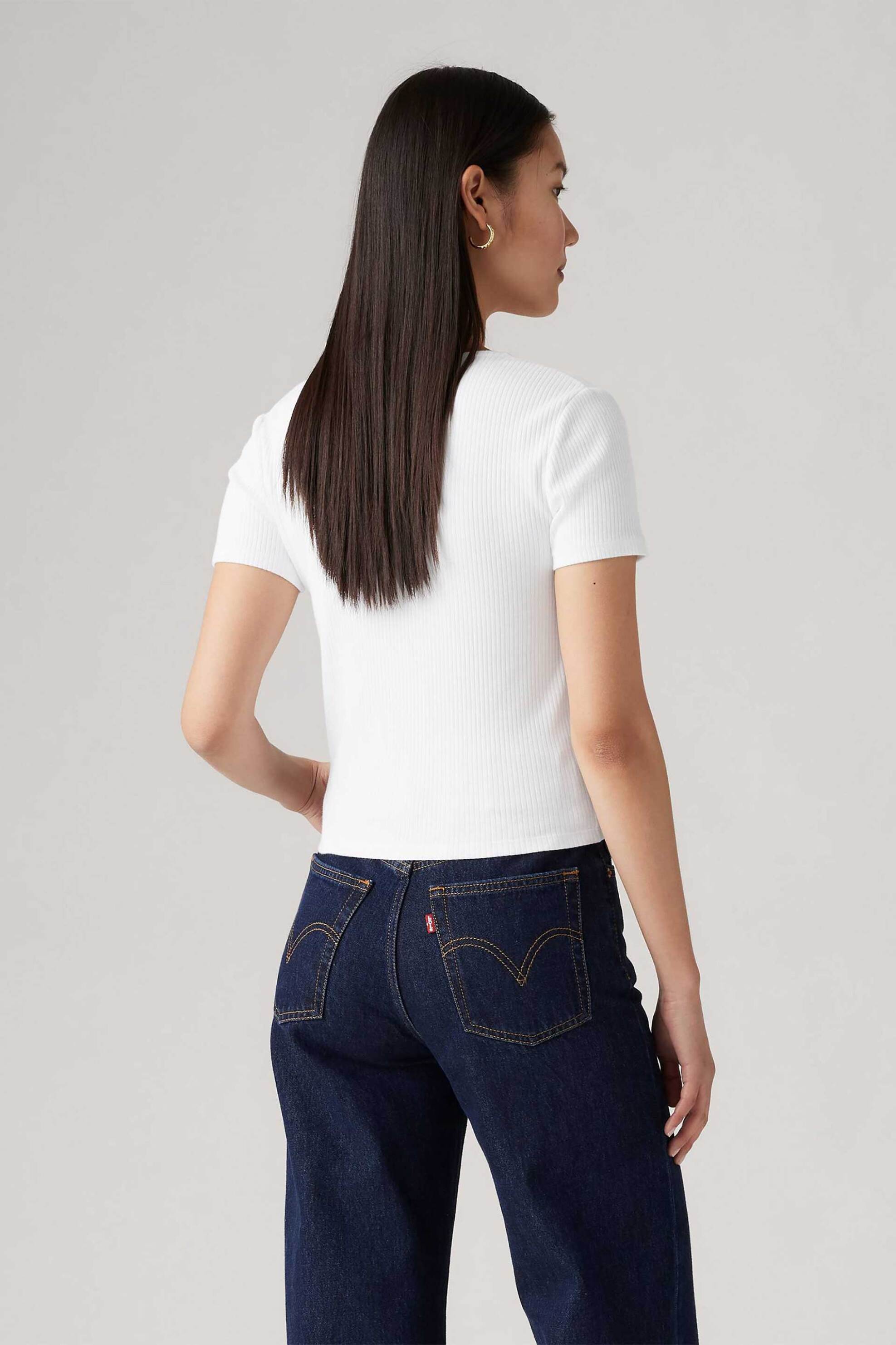 Levi's® γυναικεία μπλούζα ribbed με κουμπιά και V λαιμόκοψη Slim Fit "Muse" - A87820001 Λευκό φωτογραφία