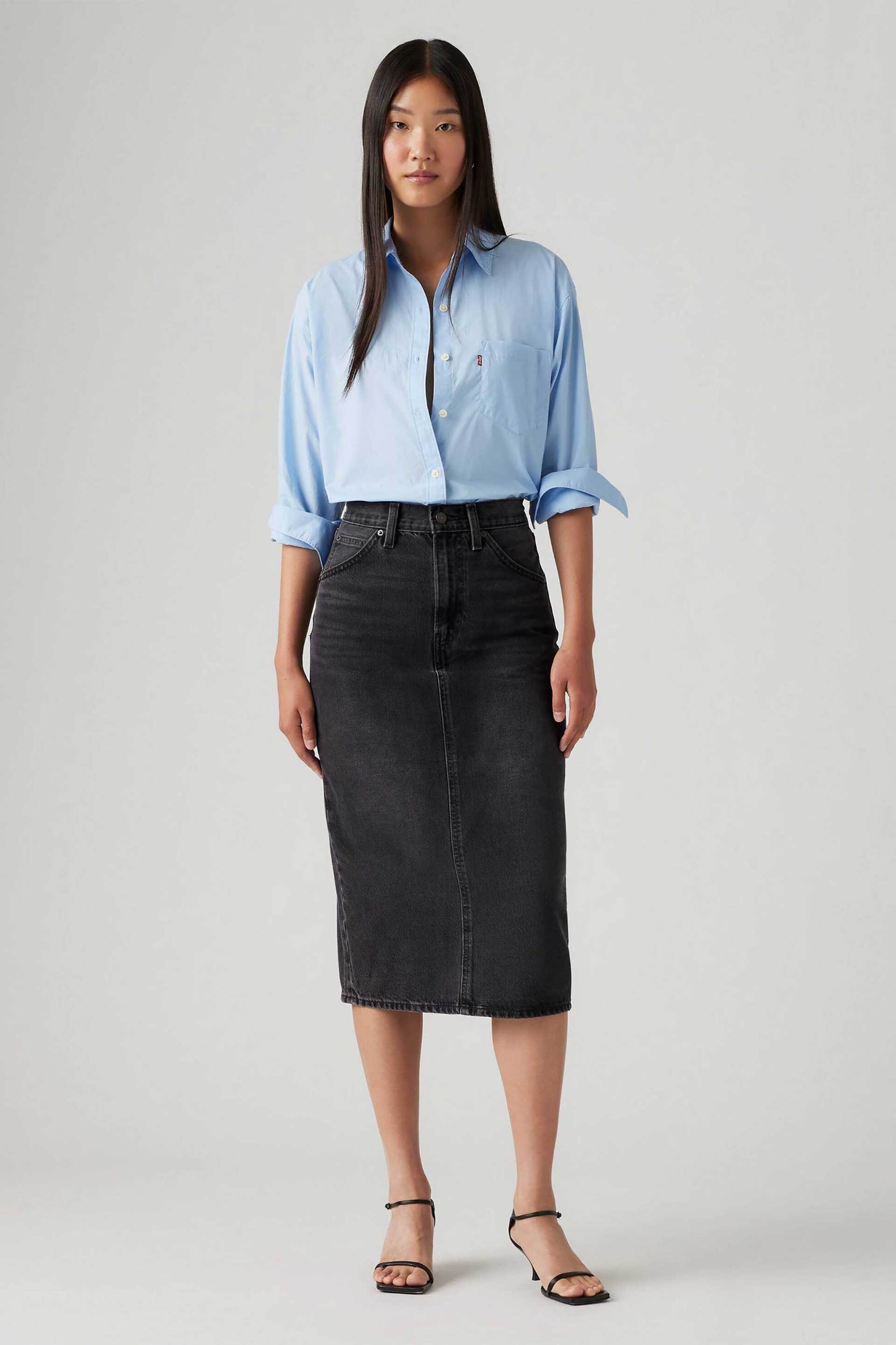 Levi's Levi's® γυναικεία midi φούστα denim ψηλόμεση πεντάτσεπη Slim Fit - 001VH0004 Μαύρο 2025