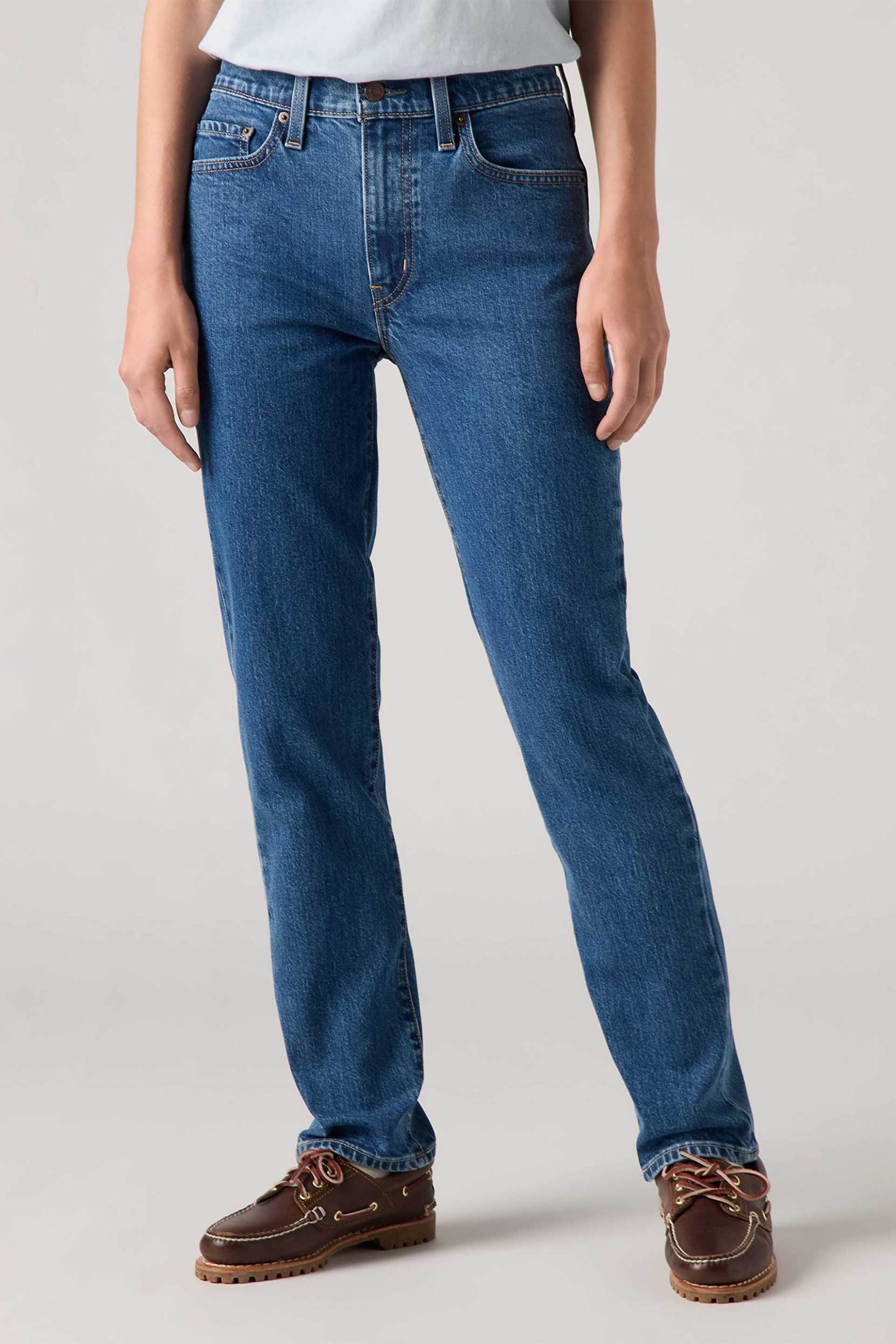 Levi's® γυναικείο τζιν παντελόνι ψηλόμεσο πεντάτσεπο Straight Fit "724™" - 188830387 Denim Blue φωτογραφία