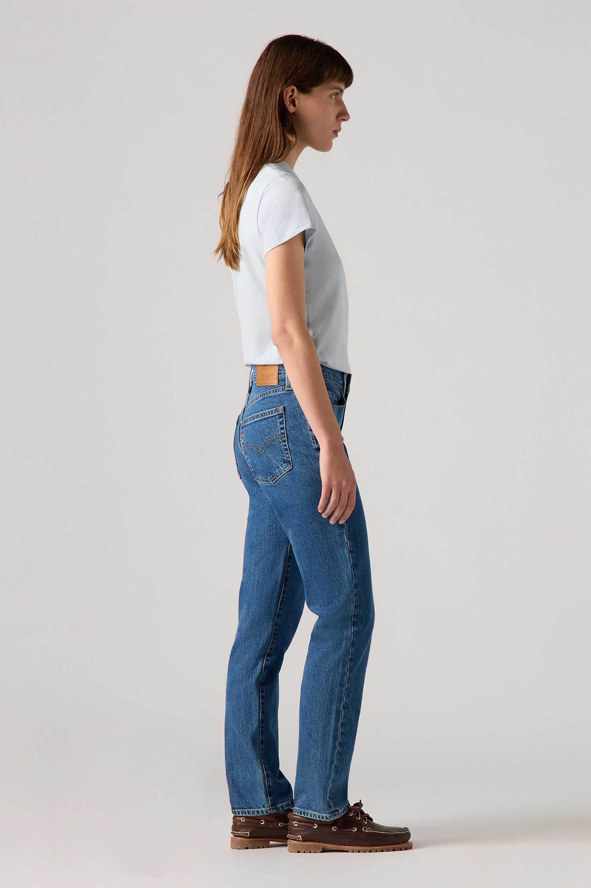 Levi's® γυναικείο τζιν παντελόνι ψηλόμεσο πεντάτσεπο Straight Fit "724™" - 188830387 Denim Blue φωτογραφία