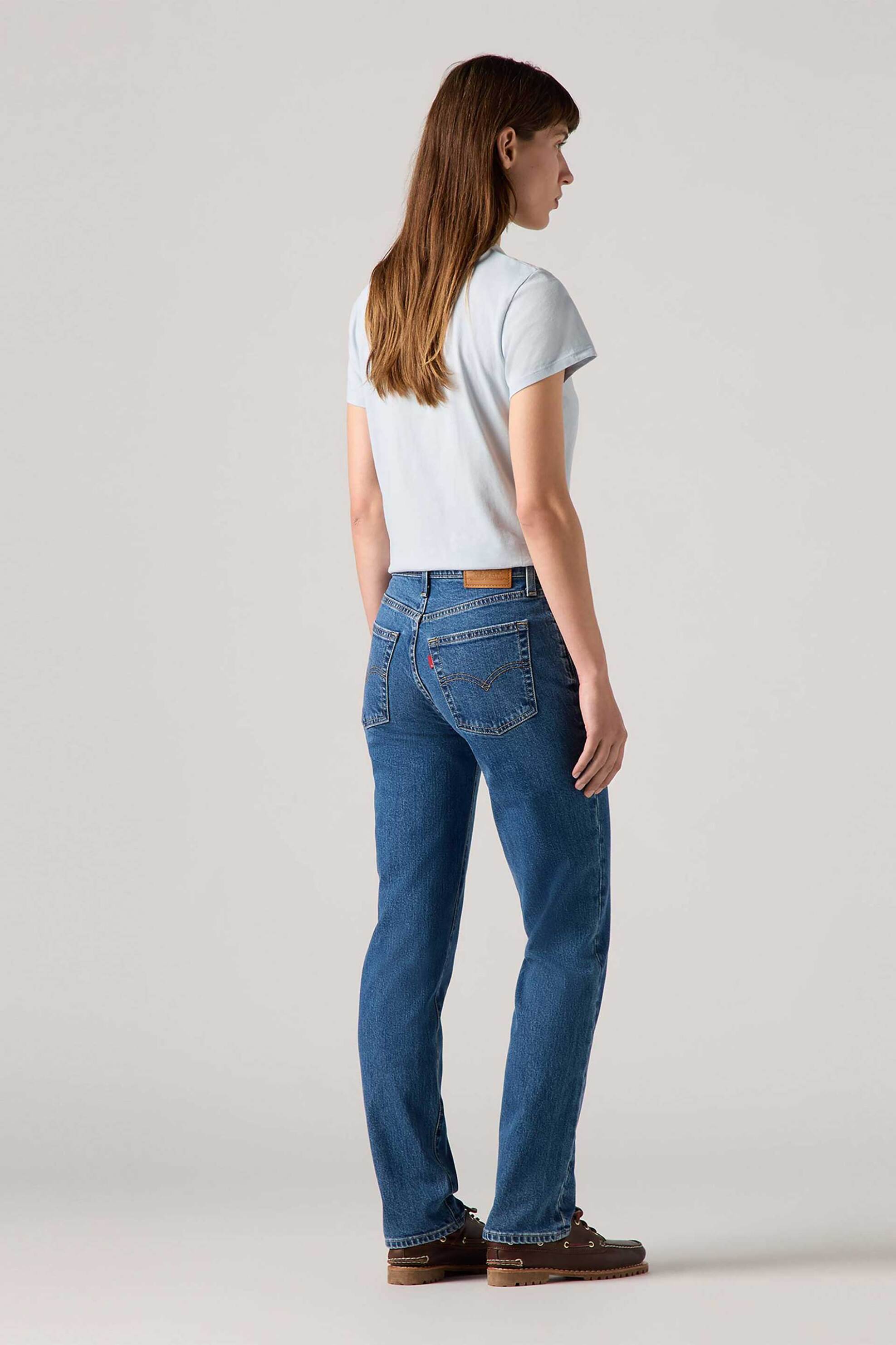 Levi's® γυναικείο τζιν παντελόνι ψηλόμεσο πεντάτσεπο Straight Fit "724™" - 188830387 Denim Blue φωτογραφία