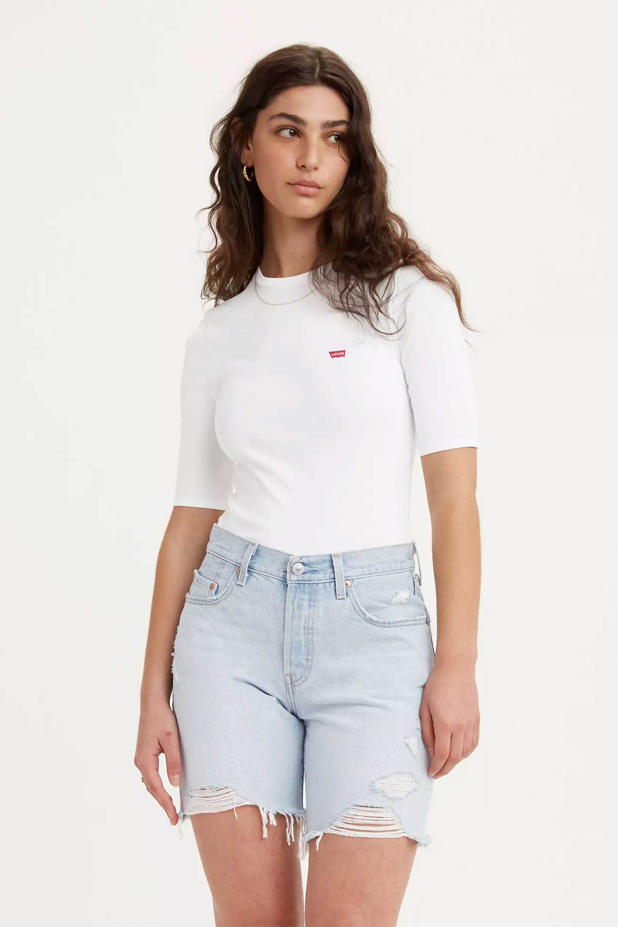 LEVI'S Levi's® γυναικείο T-shirt με ανάγλυφο λογότυπο Slim Fit "Luca" - A33880003 Λευκό