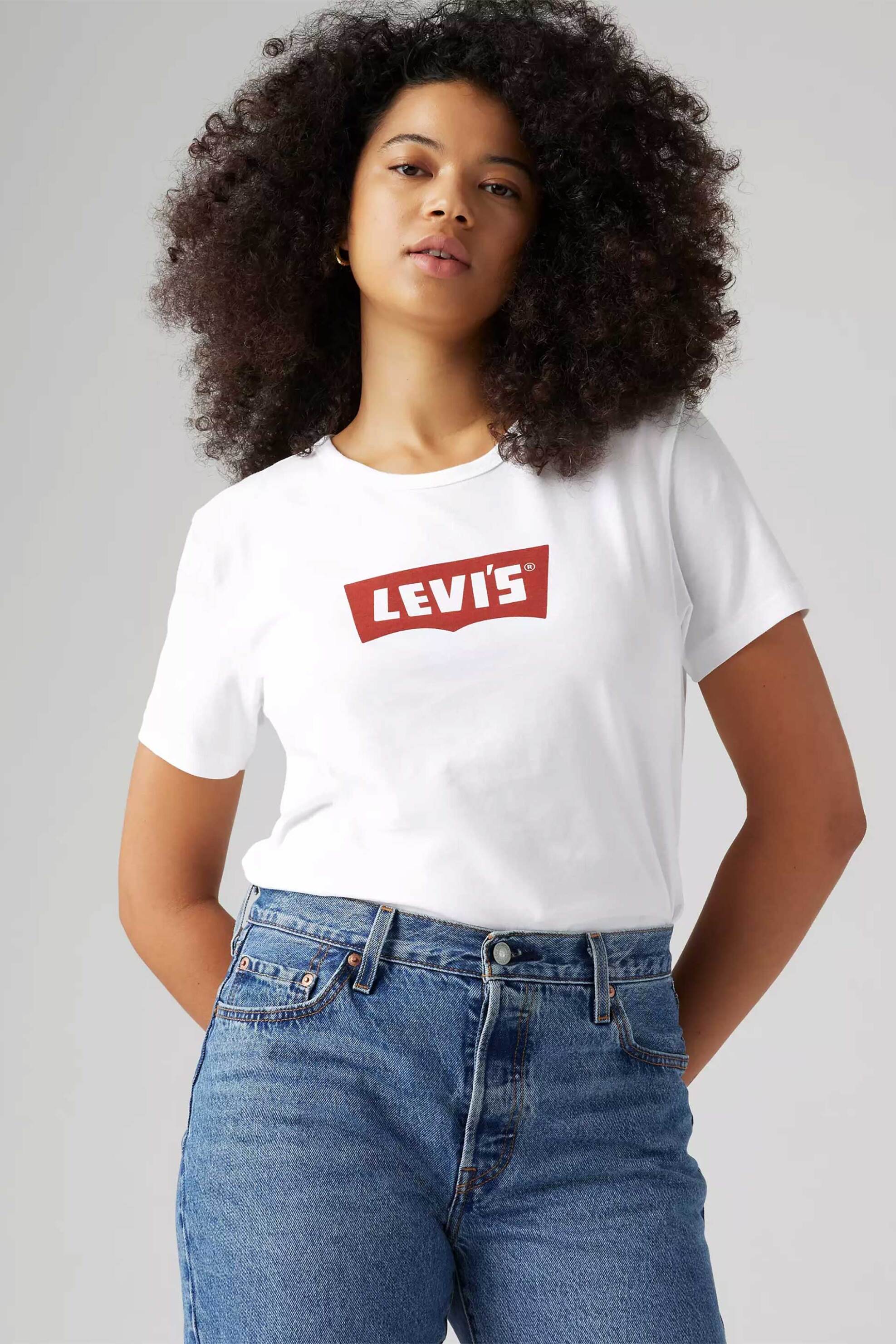 Levi's® γυναικείο T-shirt με logo print Standard Fit "Graphic Iconic" - A88020000 Λευκό
