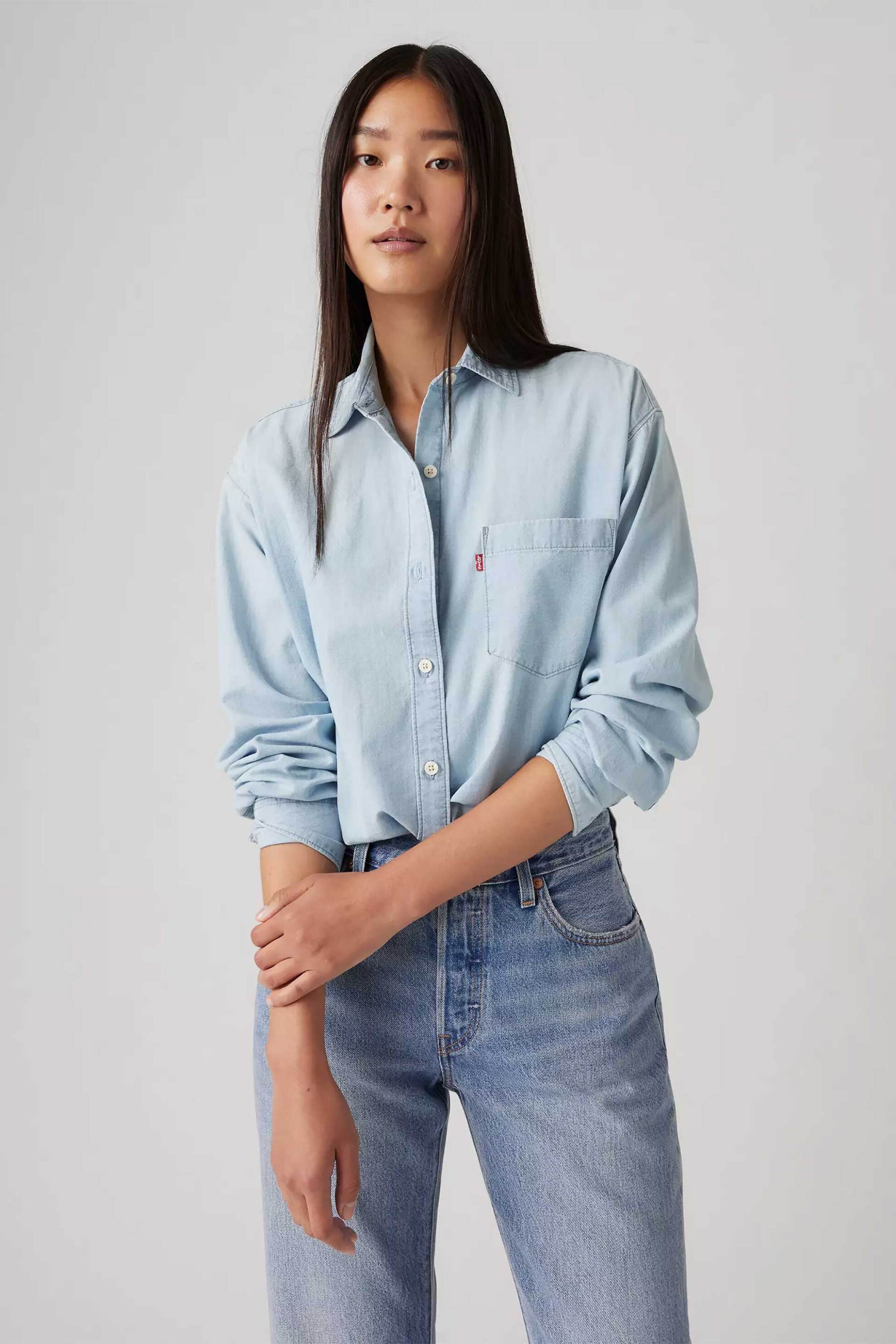 LEVI'S Levi's® γυναικείο πουκάμισο Relaxed Fit "Harlie Boyfriend" - 001HM0000 Μπλε Ανοιχτό