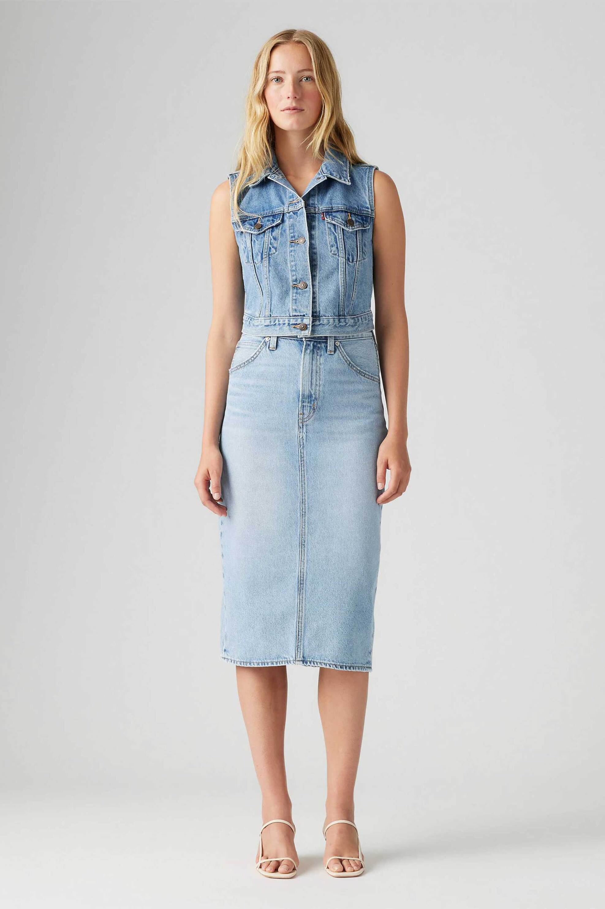 Levi's Levi's® γυναικεία midi φούστα denim ψηλόμεση πεντάτσεπη Slim Fit - 001VH0001 Denim Blue Ανοιχτό 2025