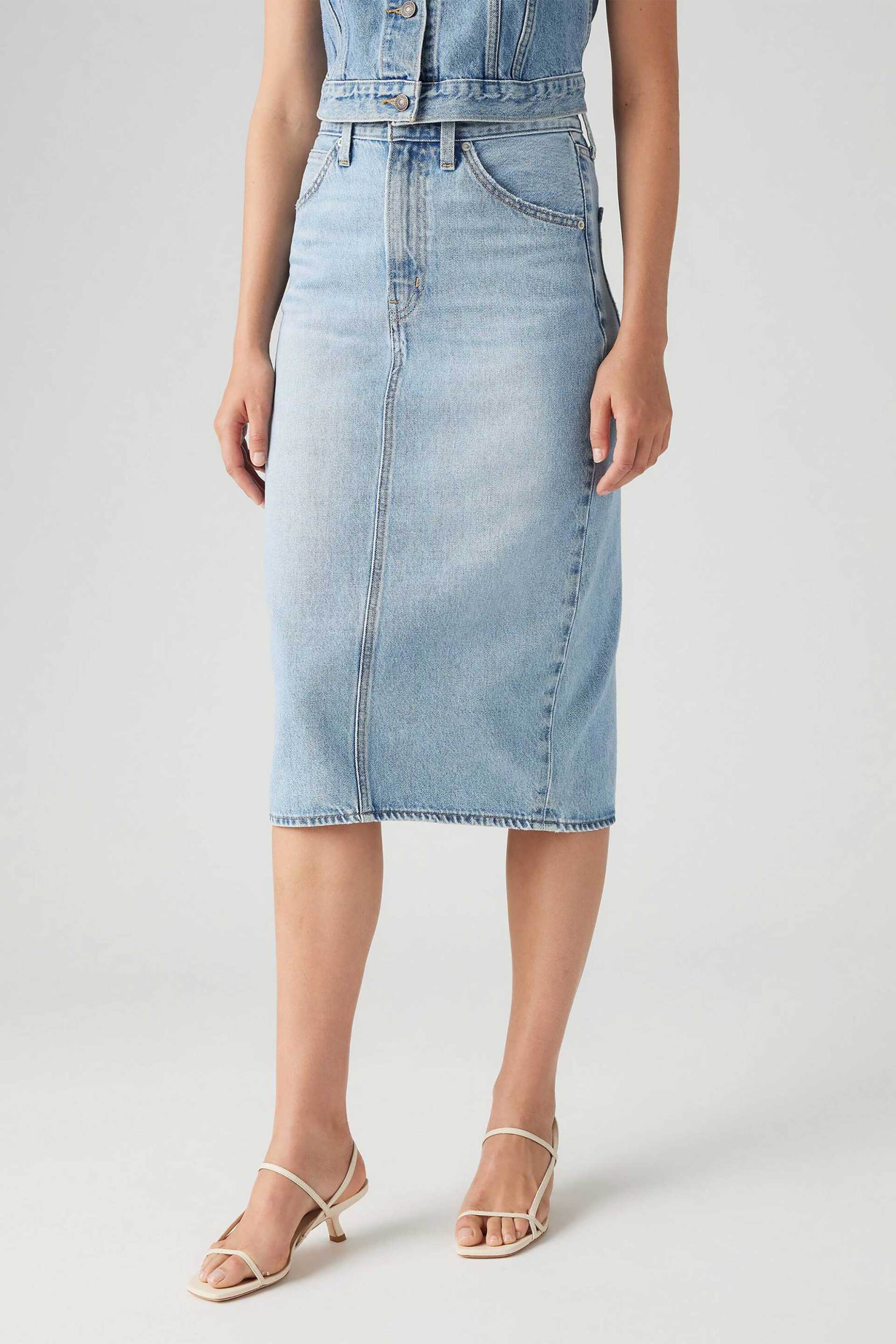 Levi's® γυναικεία midi φούστα denim ψηλόμεση πεντάτσεπη Slim Fit - 001VH0001 Denim Blue Ανοιχτό φωτογραφία