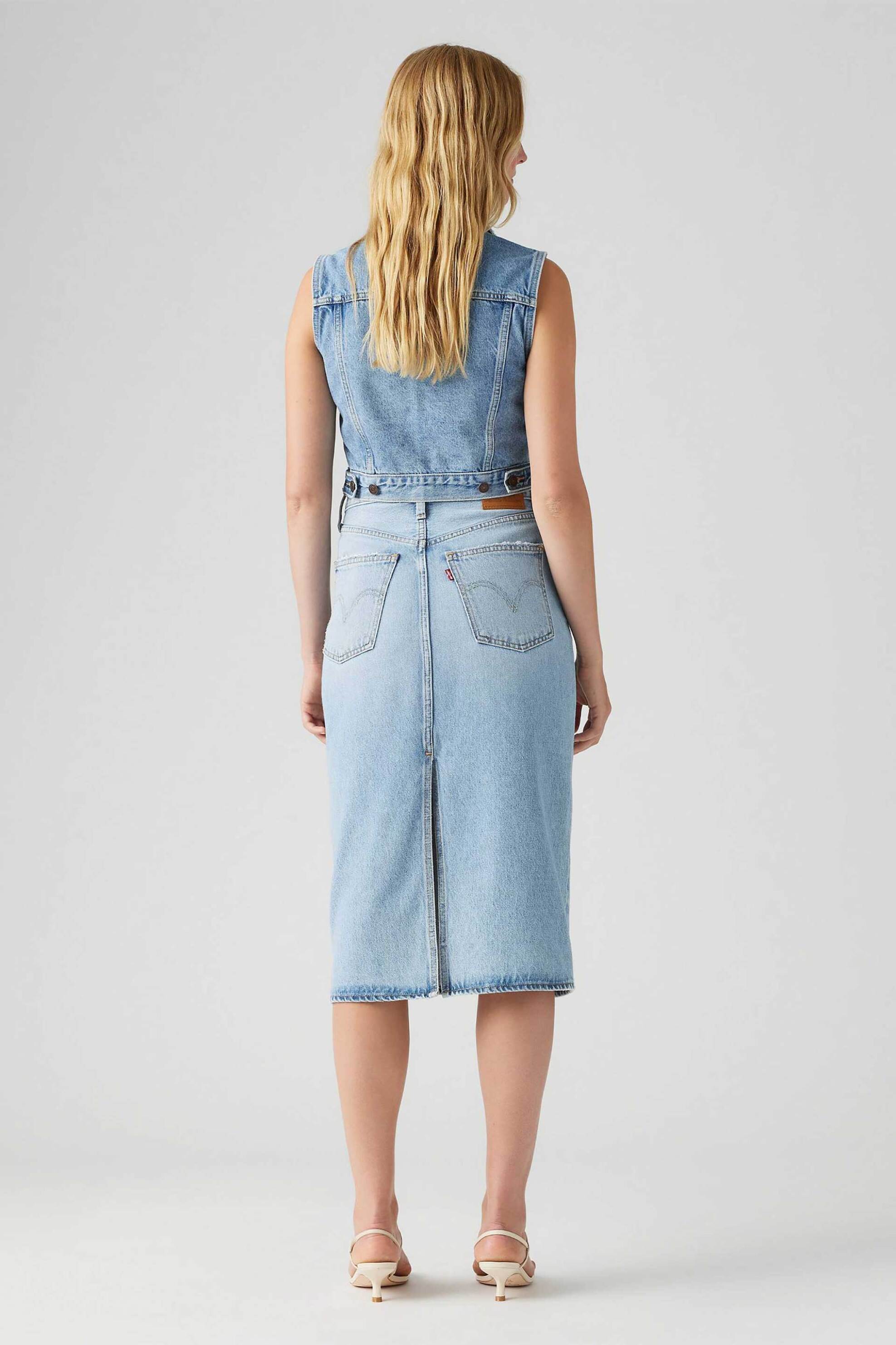 LEVI'S Levi's® γυναικεία midi φούστα denim ψηλόμεση πεντάτσεπη Slim Fit - 001VH0001 Denim Blue Ανοιχτό - 4