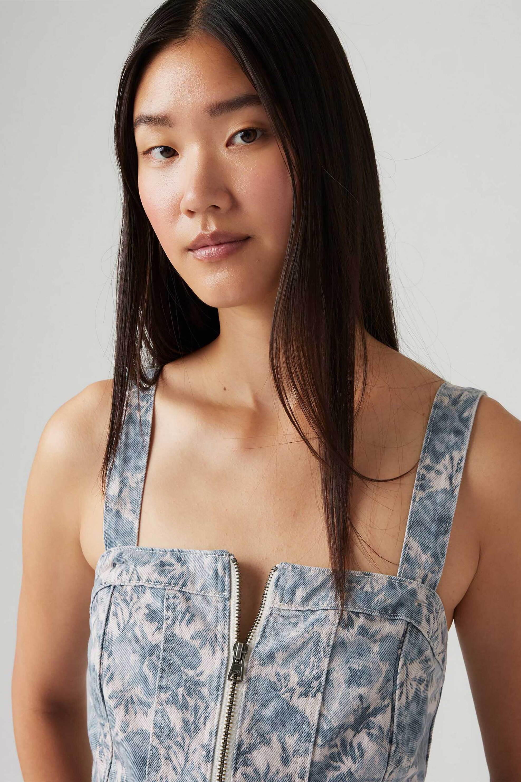 LEVI'S Levi's® γυναικείο αμάνικο denim τοπ με all-over print Slim Fit "Sculpted Bustier" - 001W40001 Denim Blue Ανοιχτό - 2