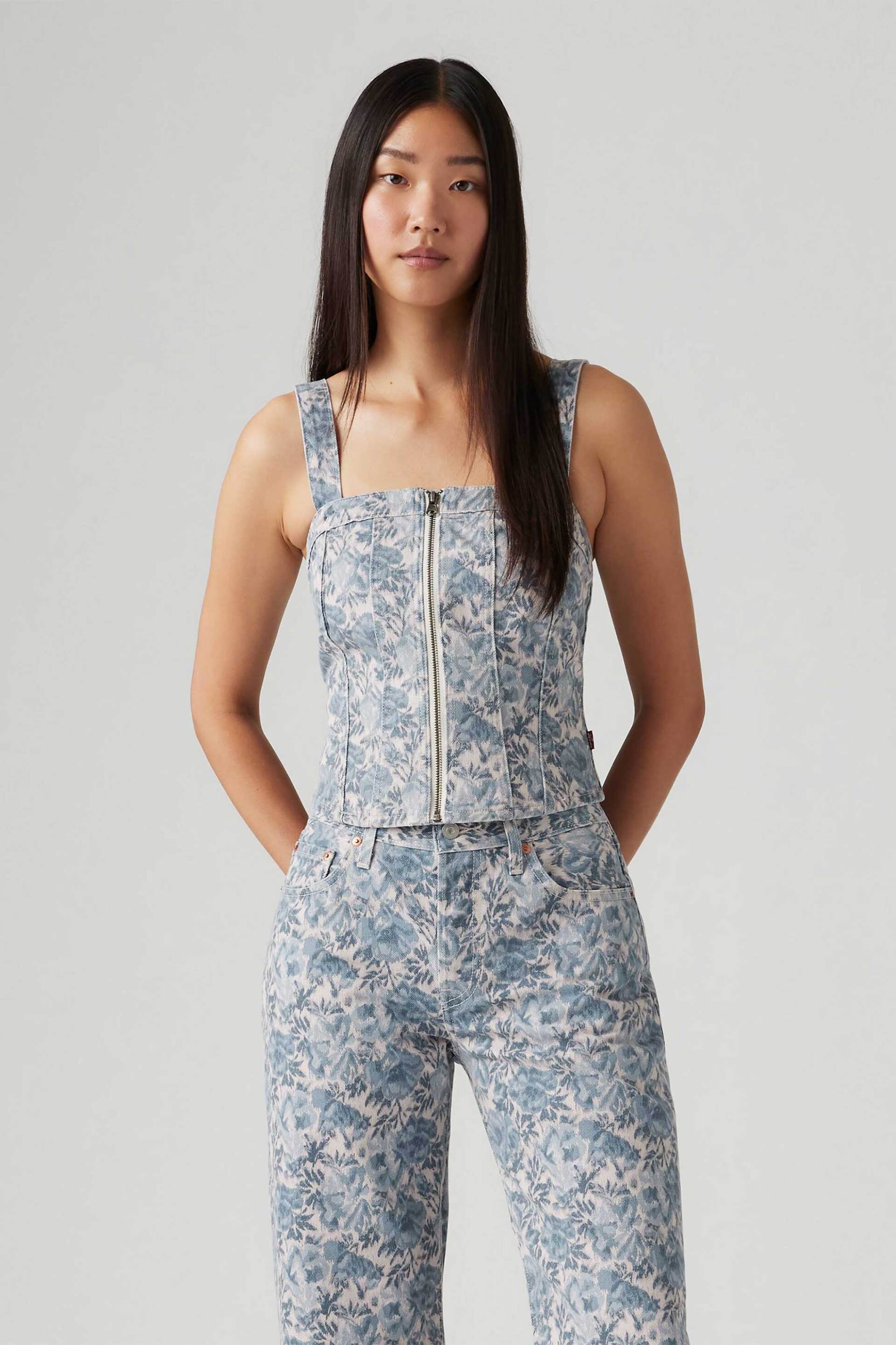 LEVI'S Levi's® γυναικείο αμάνικο denim τοπ με all-over print Slim Fit "Sculpted Bustier" - 001W40001 Denim Blue Ανοιχτό - 3