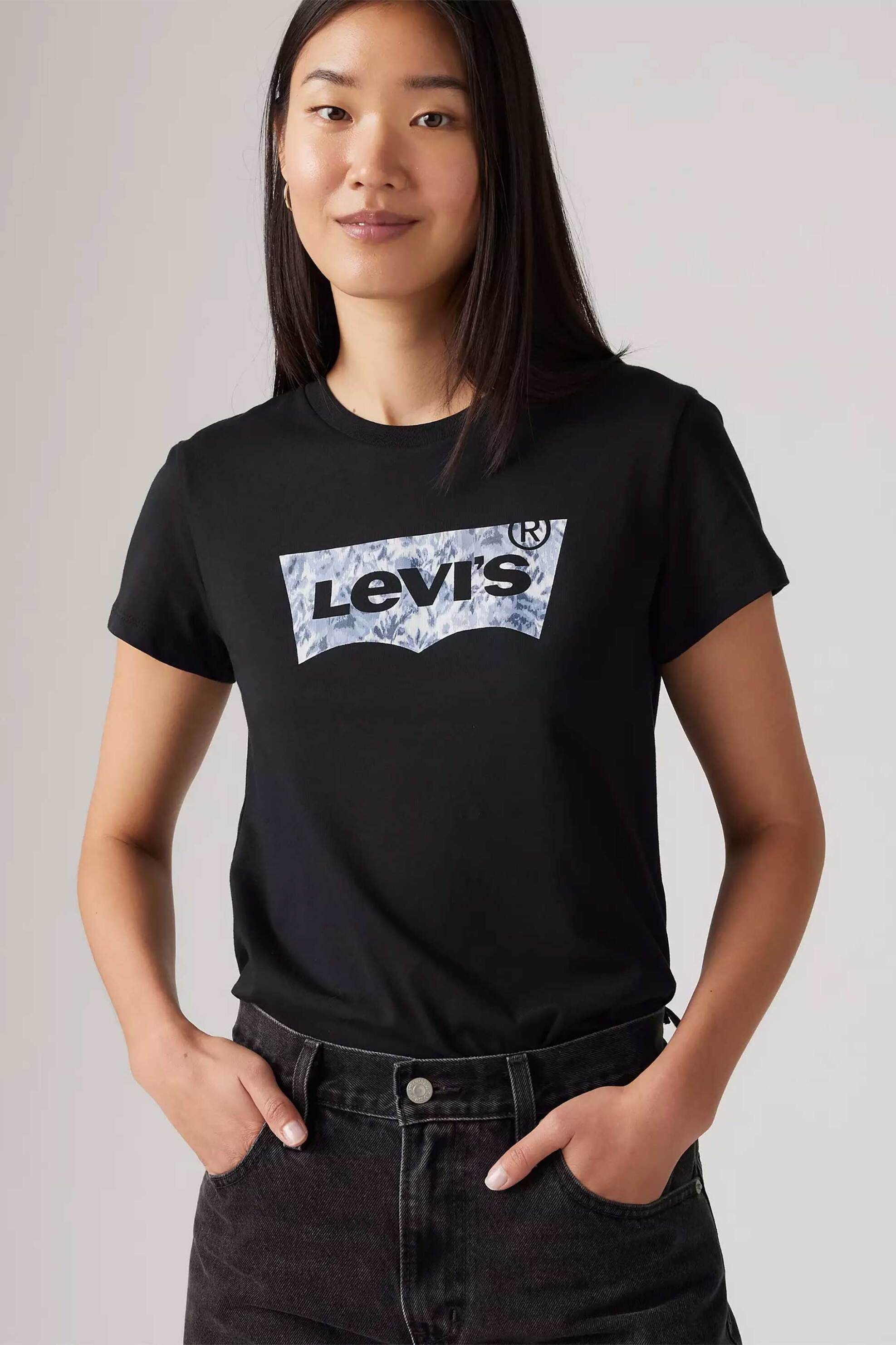 Levi's® γυναικείο T-shirt με graphic logo print Standard Fit "The Perfect Tee" - 173692930 Μαύρο