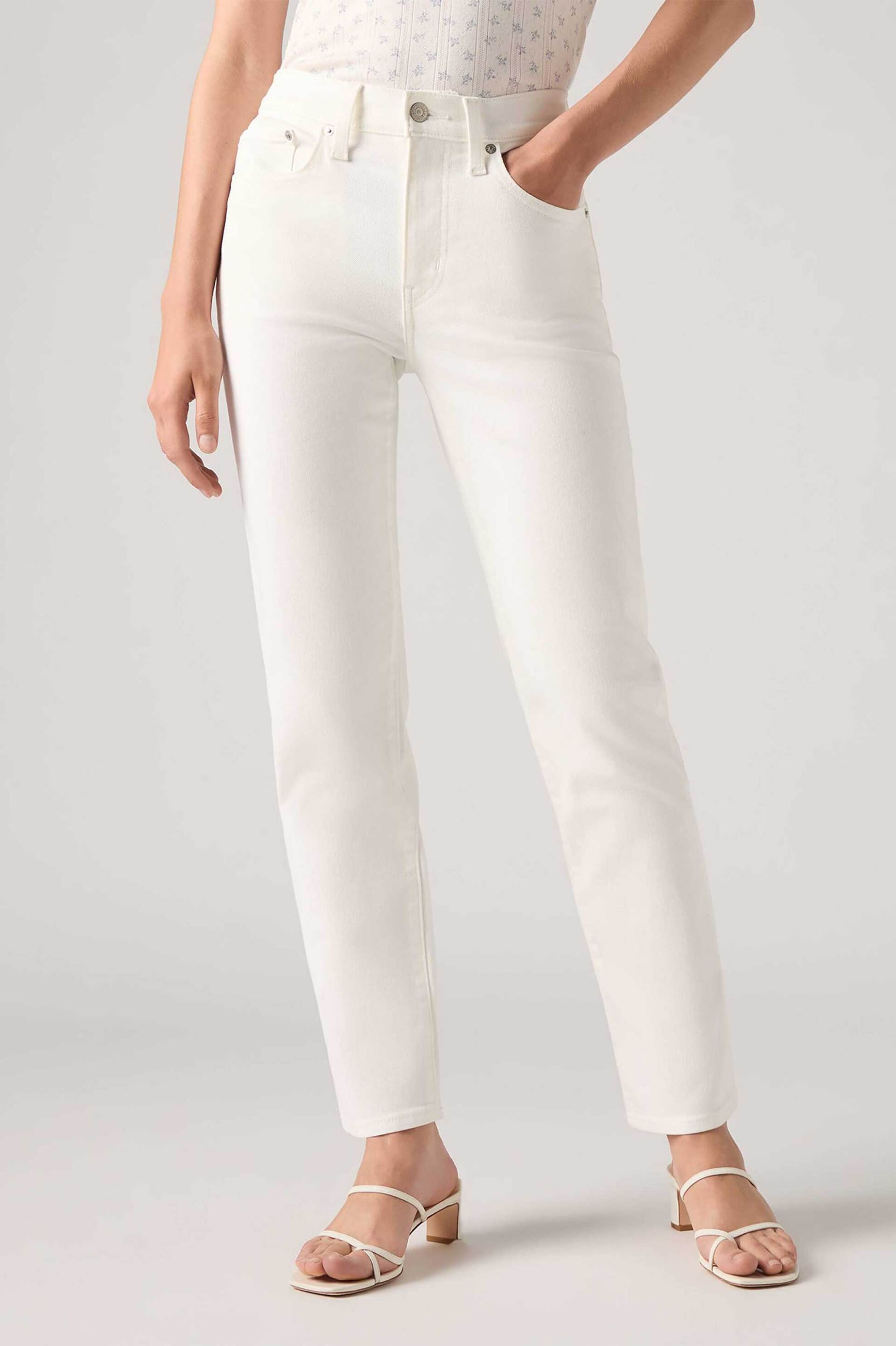 Levi's® γυναικείο τζιν παντελόνι ψηλόμεσο πεντάτσεπο Straight Fit "724™" - 188830362 Λευκό φωτογραφία