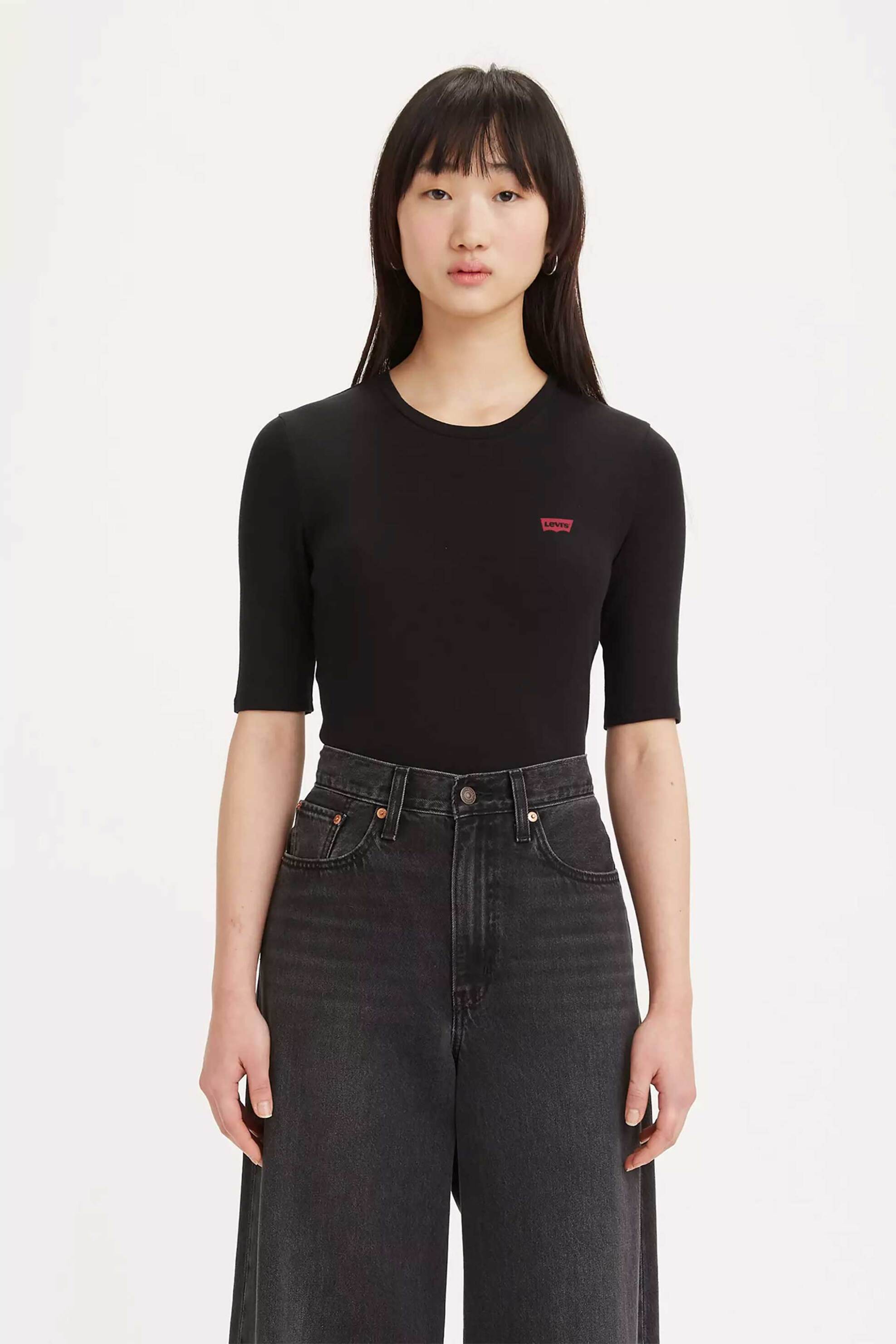 LEVI'S Levi's® γυναικείο T-shirt με ανάγλυφο λογότυπο Slim Fit "Luca" - A33880004 Μαύρο
