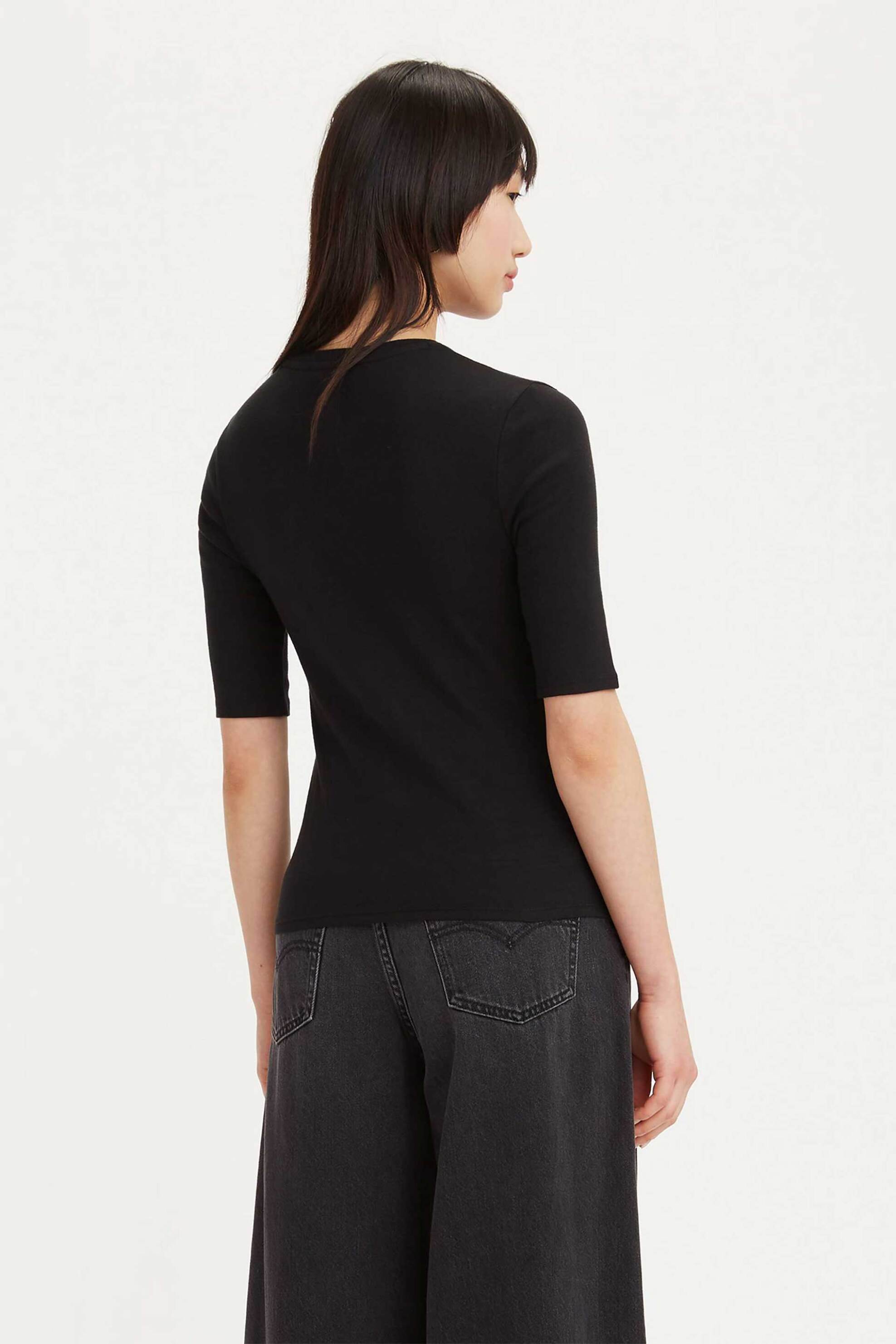 Levi's® γυναικείο T-shirt με ανάγλυφο λογότυπο Slim Fit "Luca" - A33880004 Μαύρο φωτογραφία