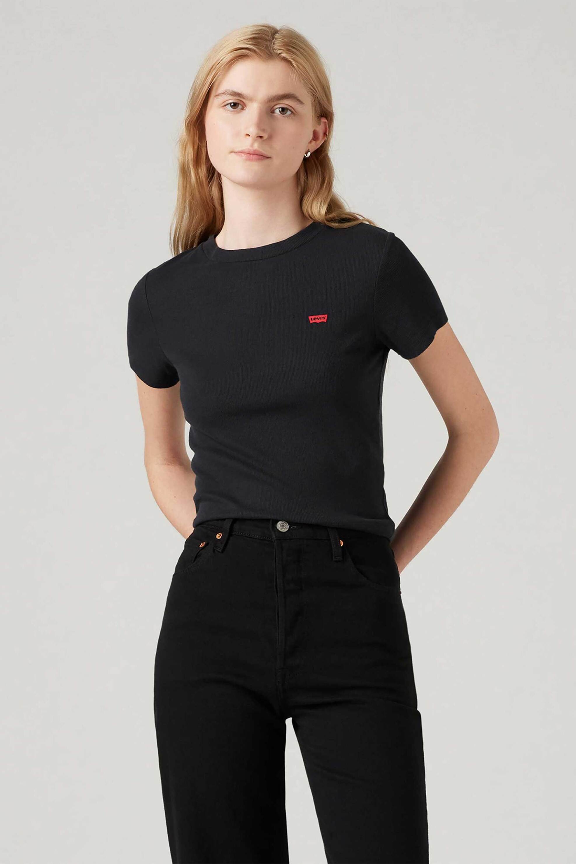 Levi's® γυναικείο T-shirt cropped με λογότυπο Slim Fit "Essential Sporty" - A74190014 Μαύρο φωτογραφία