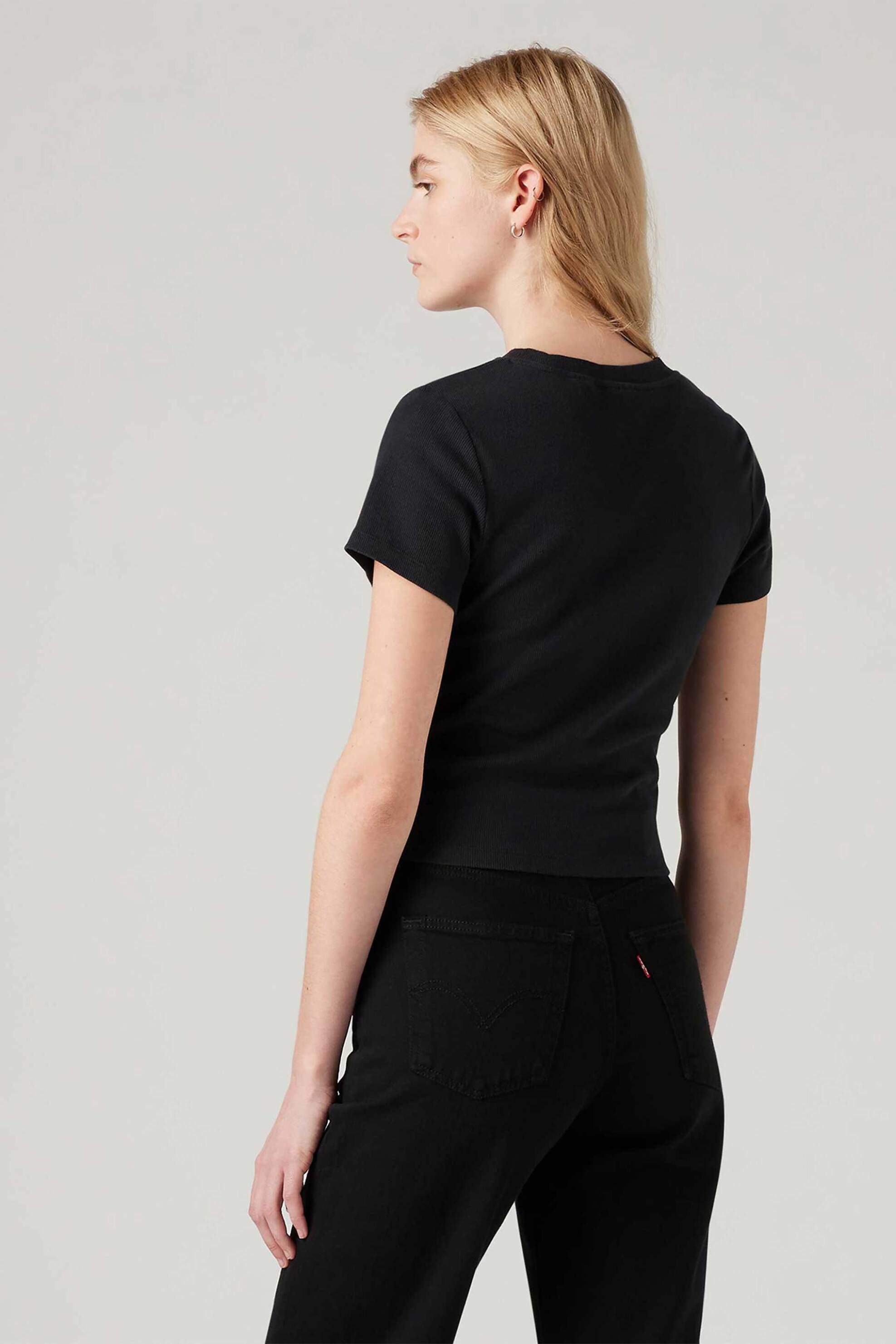 Levi&Apos S Γυναικείο T-Shirt Cropped με Λογότυπο Slim Fit Essential Sporty - A74190014 Μαύρο