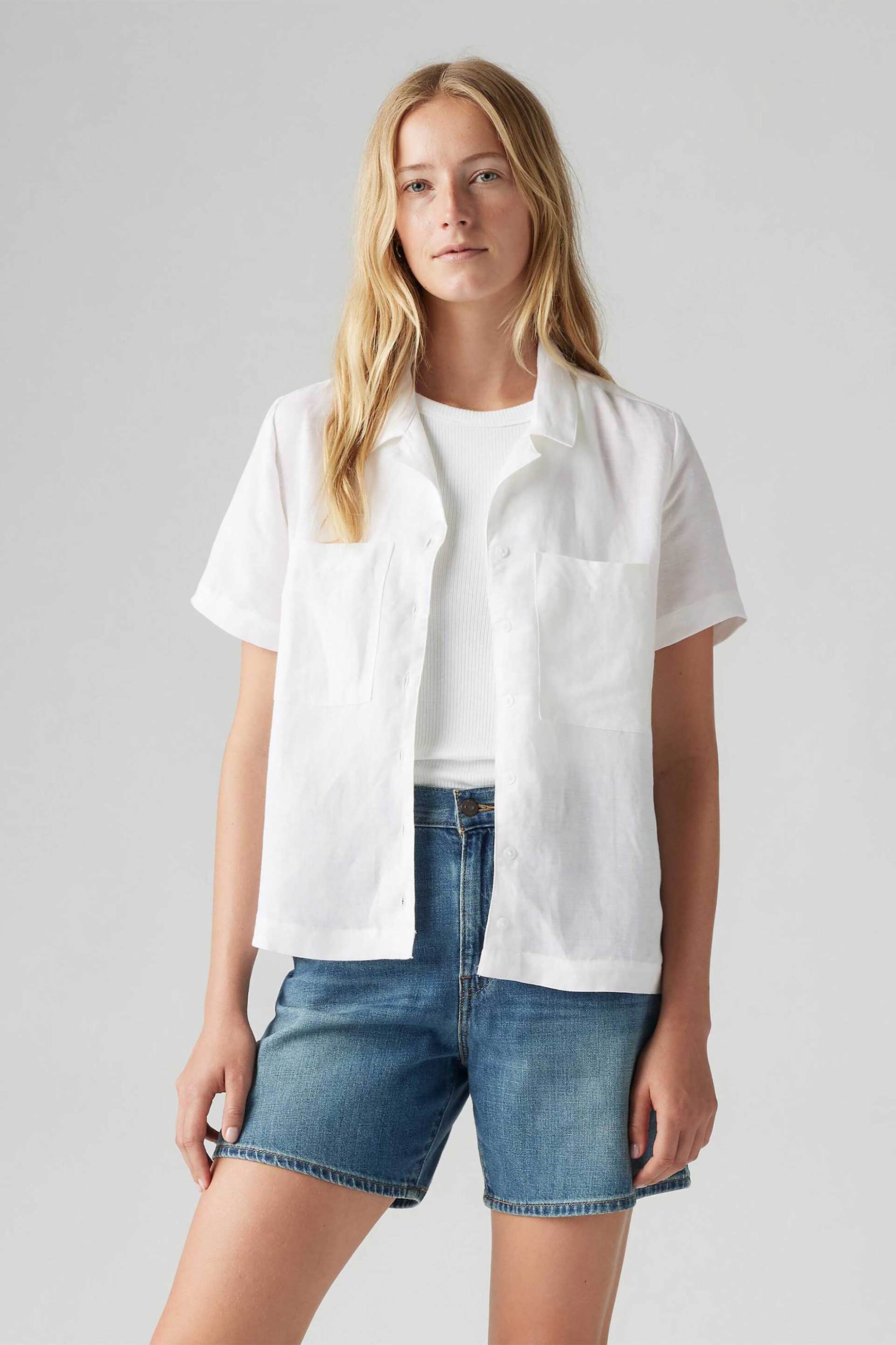 Levi's® γυναικείο πουκάμισο κοντομάνικο με τσέπες Relaxed Fit "Sonny Camp" - 001HO0000 Λευκό