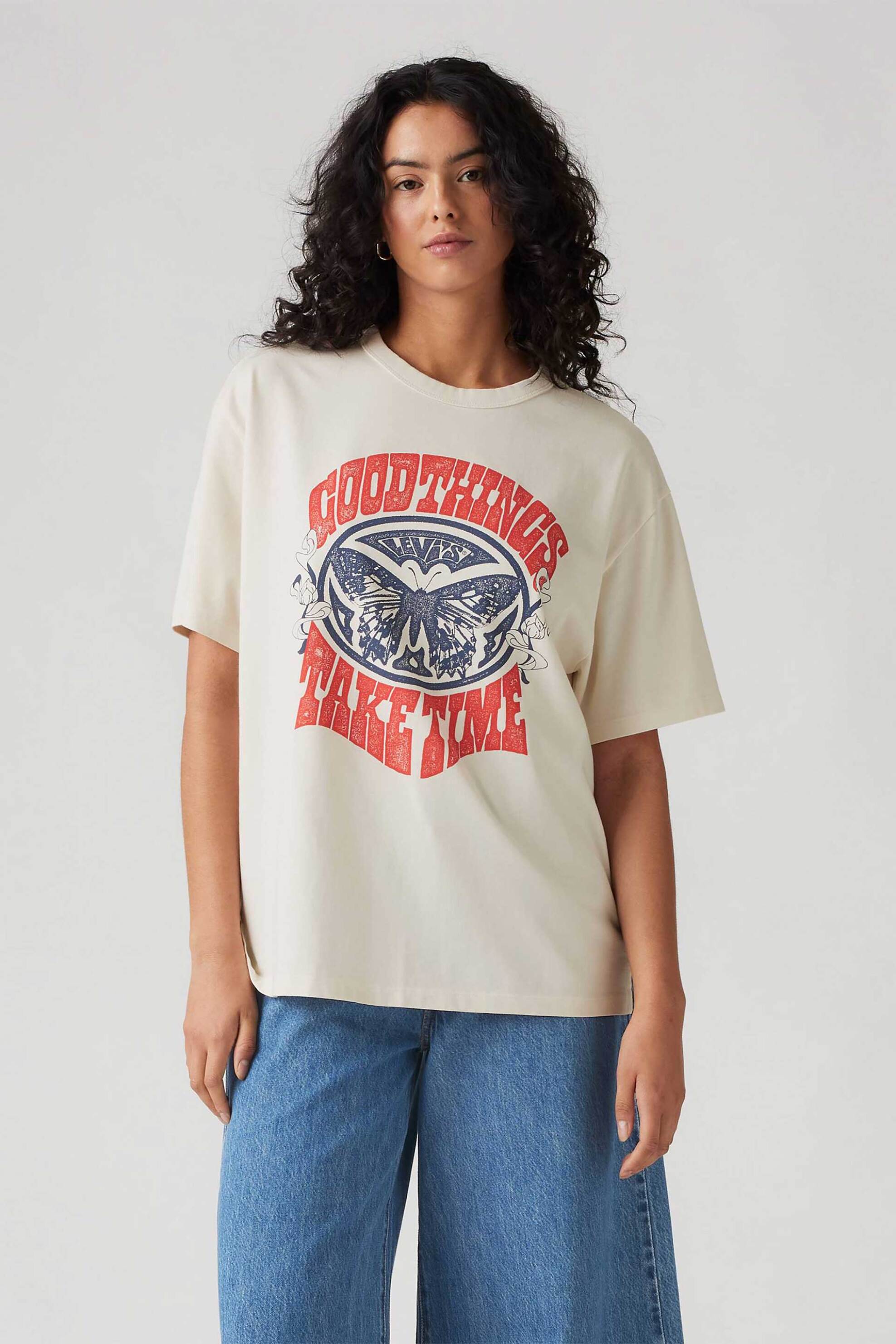 LEVI'S Levi's® γυναικείο T-shirt με graphic print Relaxed Fit "Graphic Tabor" - 001MX0000 Εκρού - 3