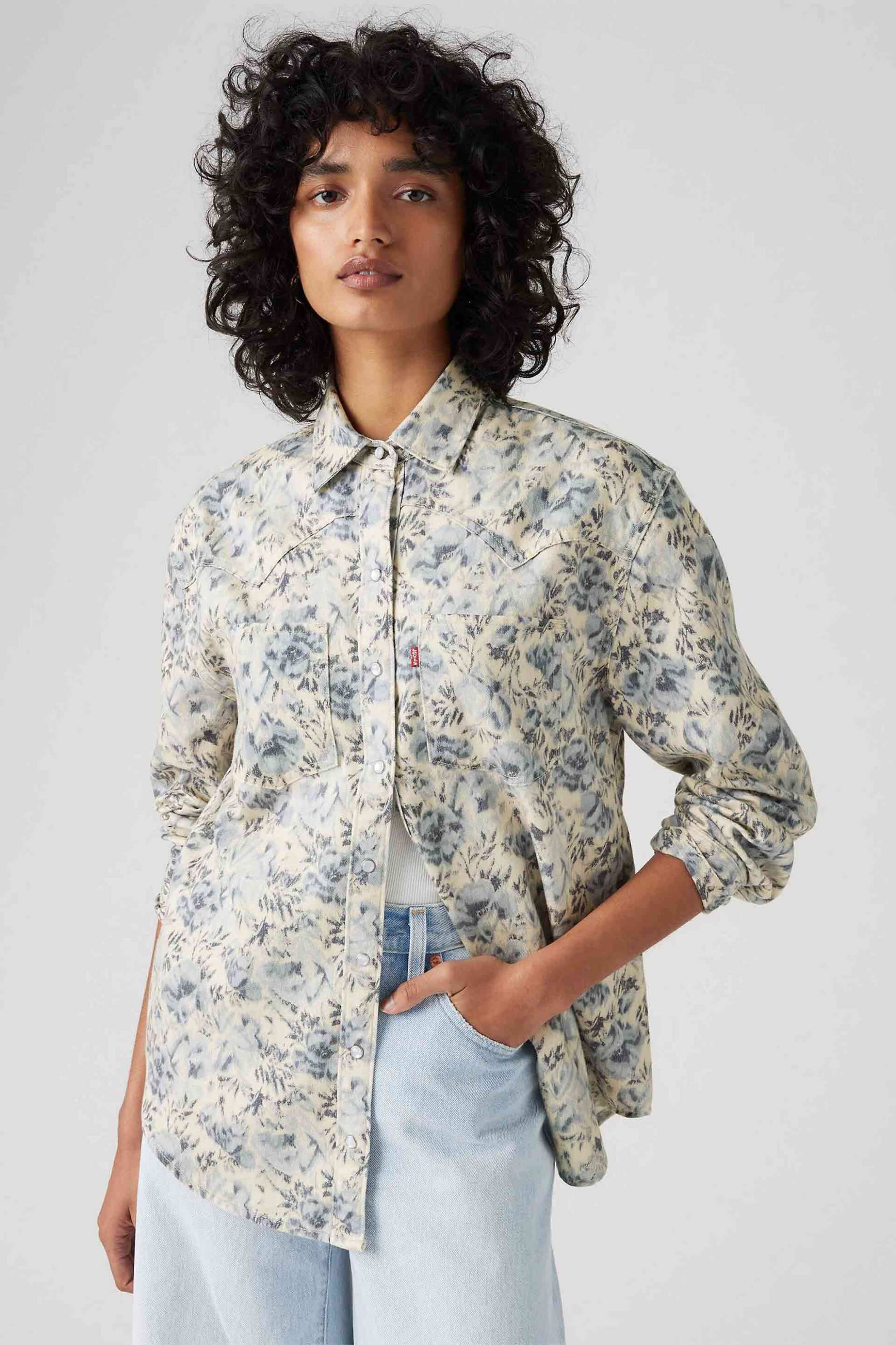 Levi's® γυναικείο denim πουκάμισο με floral print Relaxed Fit "Teodora Western" - A72440051 Εκρού