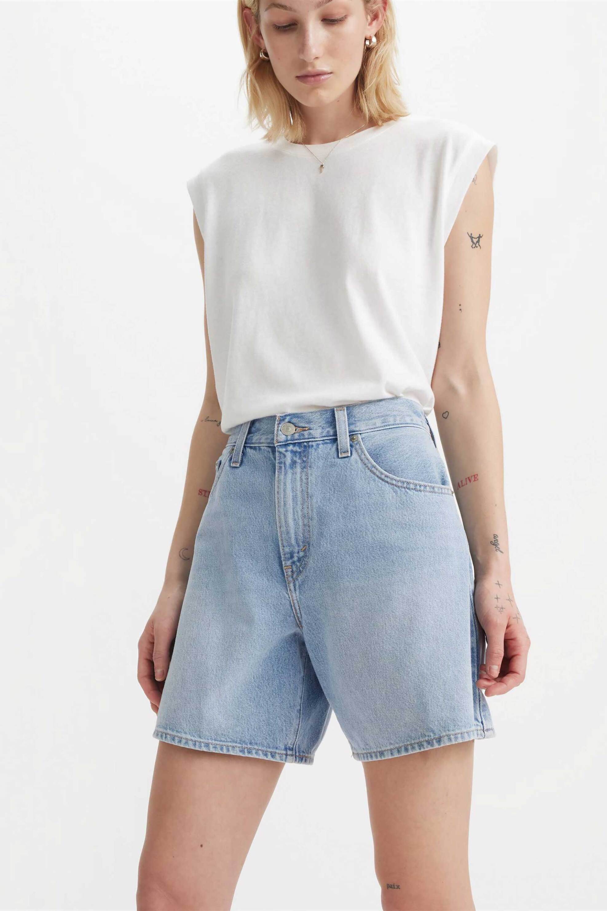 LEVI'S Levi's® γυναικεία denim βερμούδα ψηλόμεση πεντάτσεπη Baggy Fit - A93110000 Denim Blue Ανοιχτό - 2