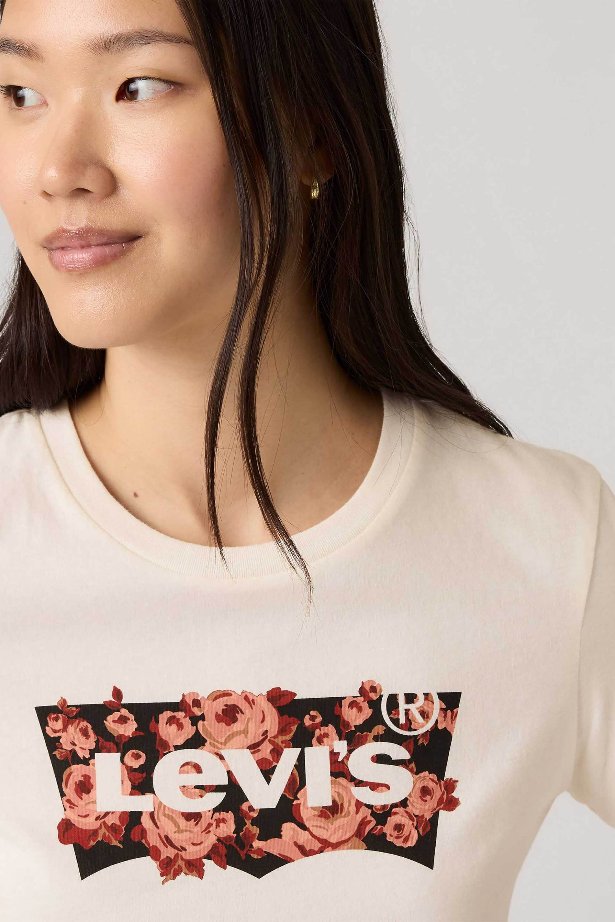 Levi's® γυναικείο T-shirt μονόχρωμο "Perfect Tee" - 173693189 Εκρού φωτογραφία