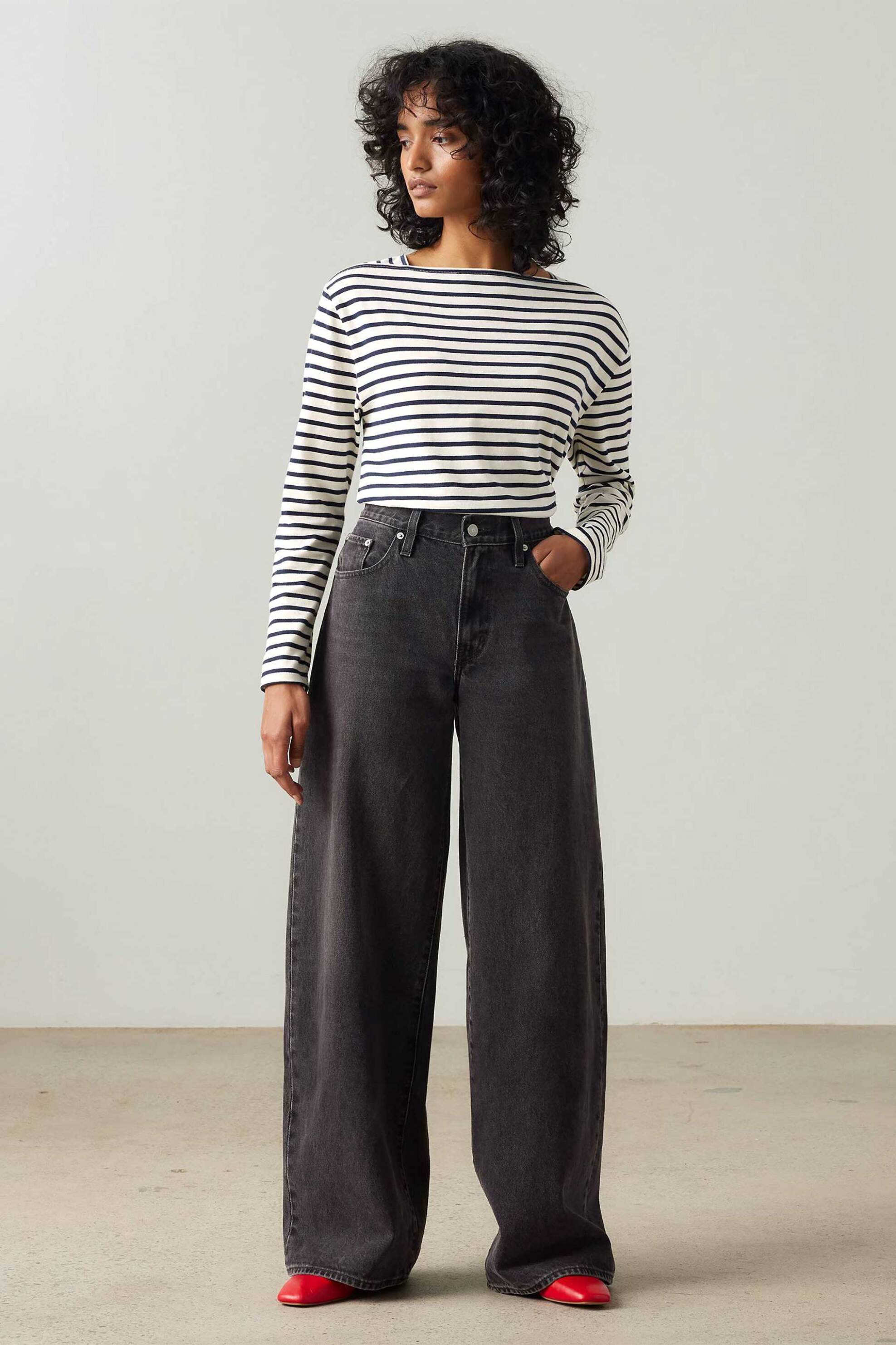 Levi's® γυναικείο τζιν παντελόνι πεντάτσεπο XL Straight Fit - A87010003 Μαύρο