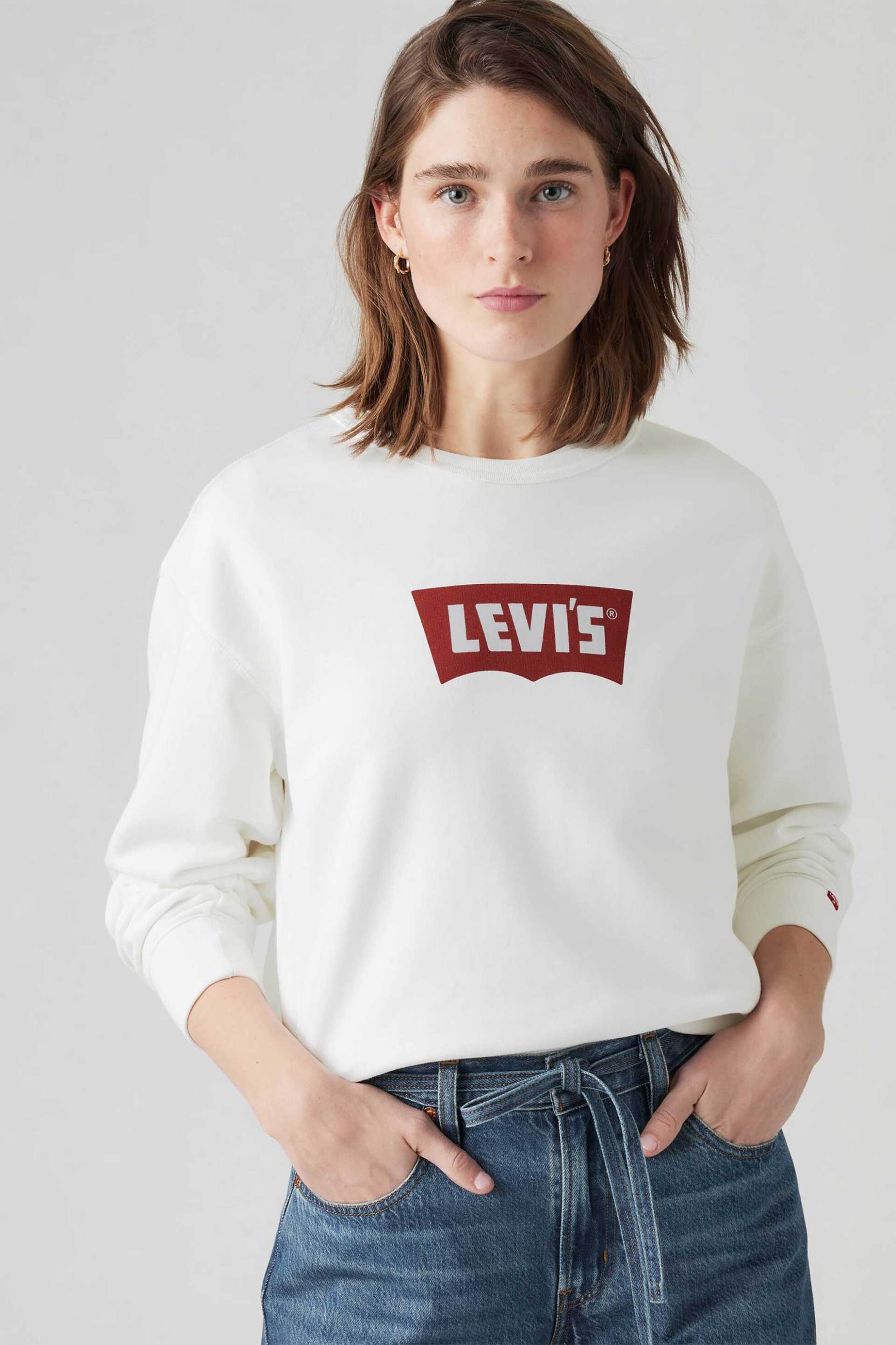 Levi's® γυναικεία μπλούζα φούτερ με logo print Standard Fit "Graphic Iconic Heritage" - 000RM0000 Λευκό