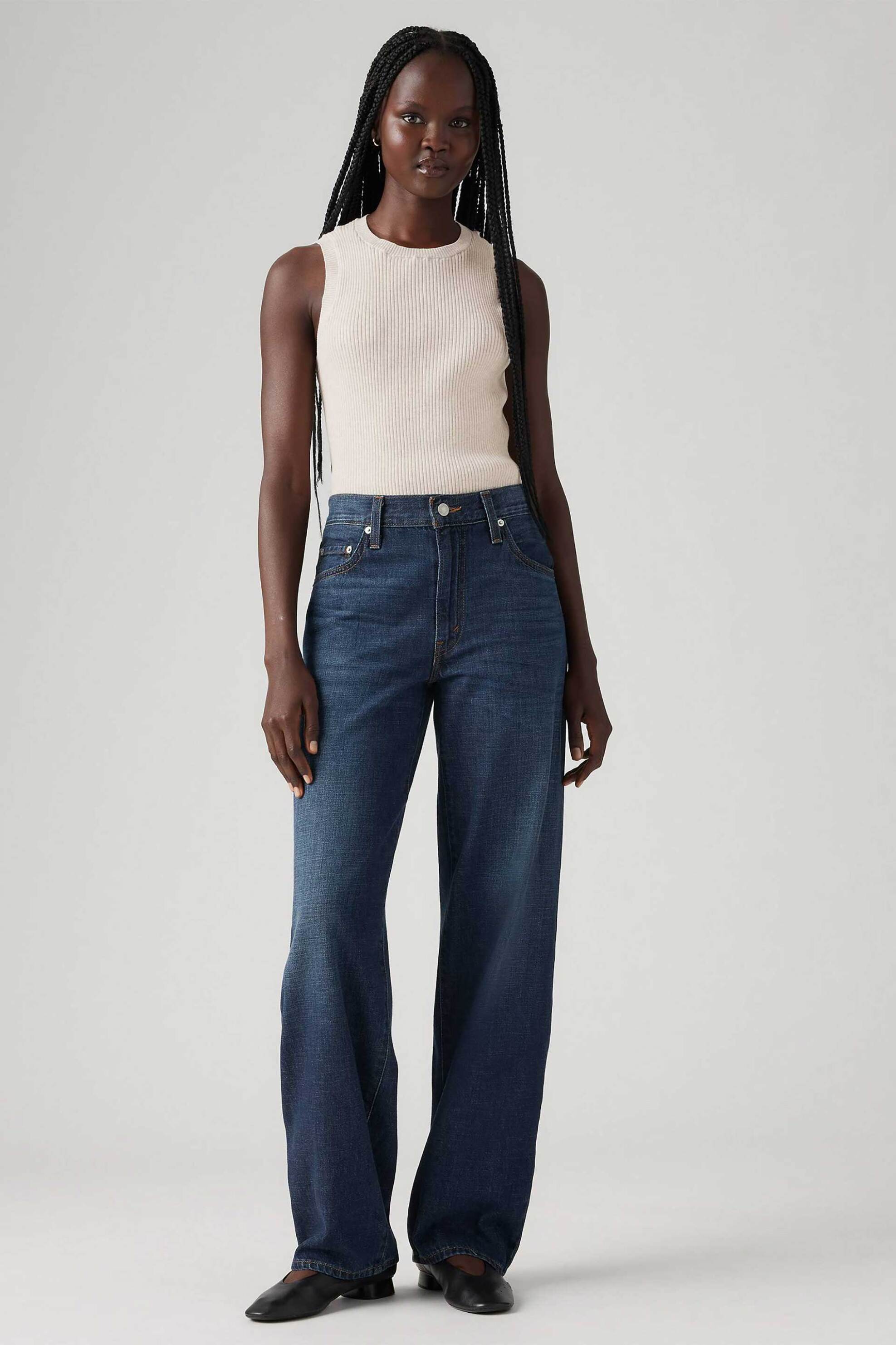 LEVI'S Levi's® γυναικείο τζιν παντελόνι πεντάτσεπο Loose Fit "Baggy Dad Linen+" - A34940059 Denim Blue Σκούρο