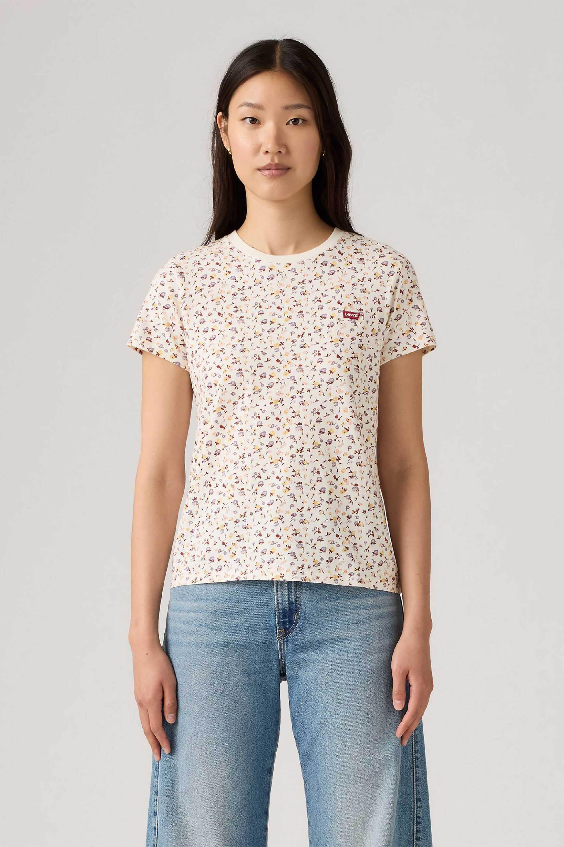 Levi's® γυναικείο T-shirt με floral print Standard Fit "The Perfect Tee" - 391850381 Εκρού