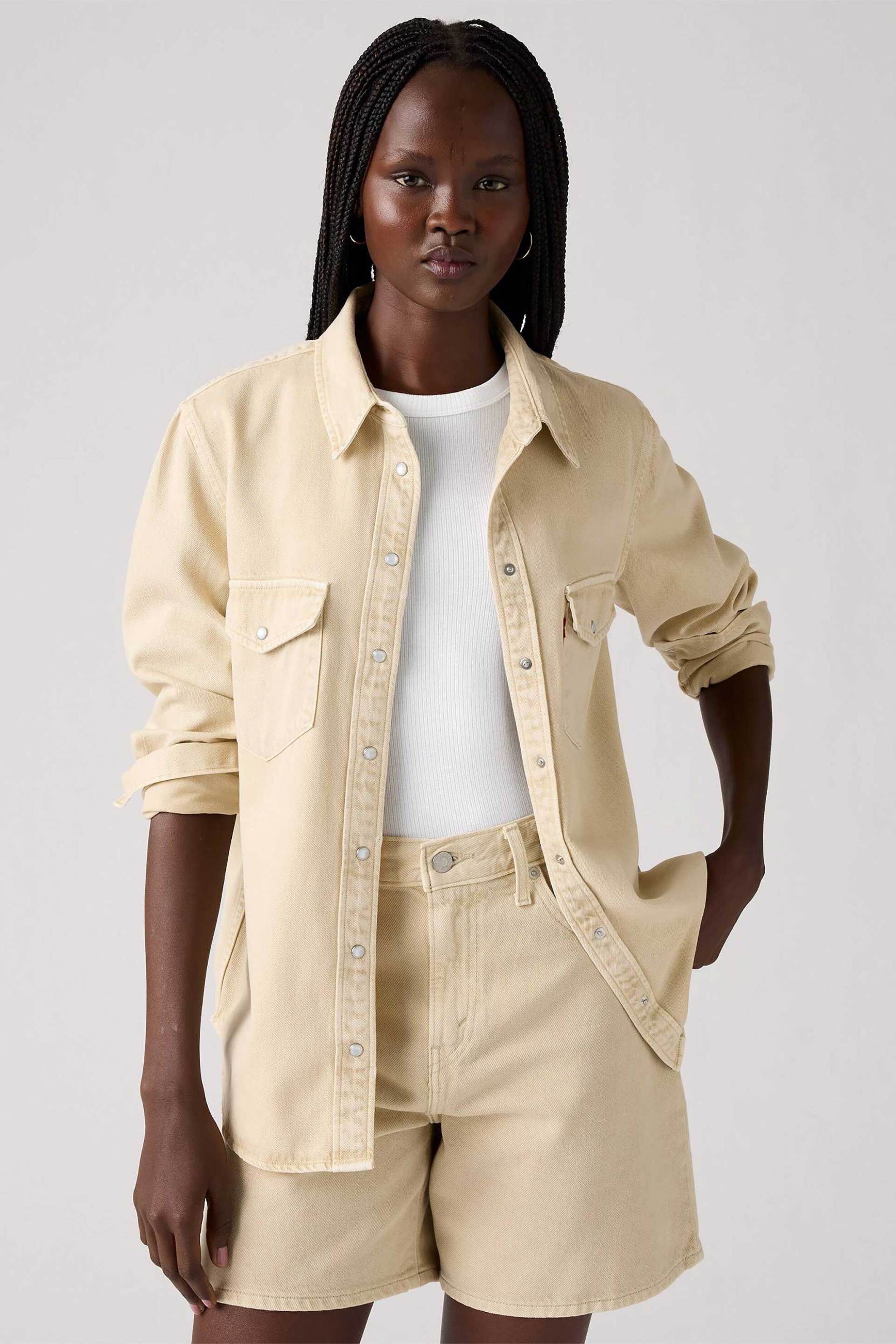 Levi's® γυναικείο denim πουκάμισο Standard Fit "Western" - 167860106 Μπεζ