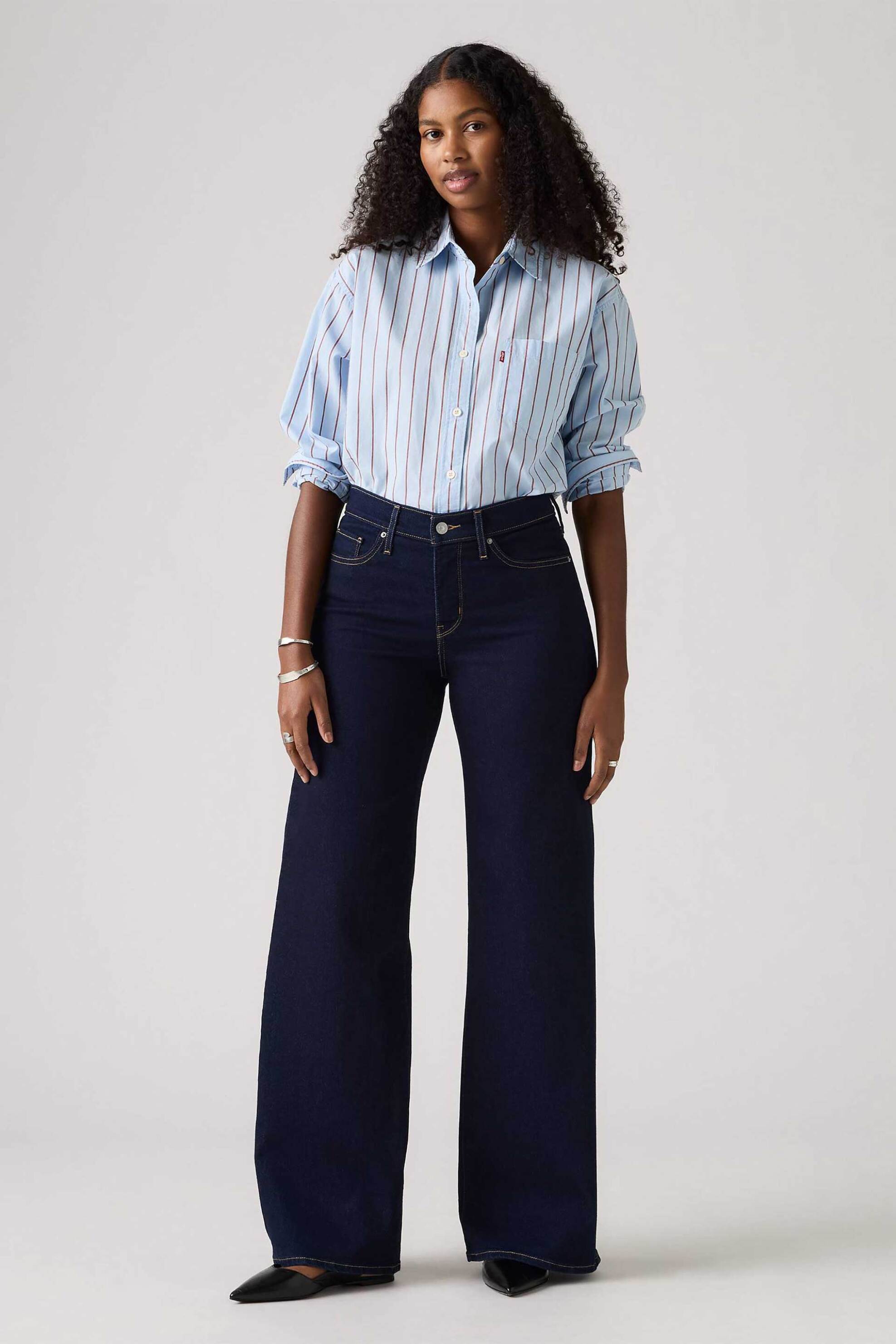 Levi's® γυναικείο τζιν παντελόνι πεντάτσεπο Wide Leg "318™" - 001PZ0009 Denim Blue Σκούρο