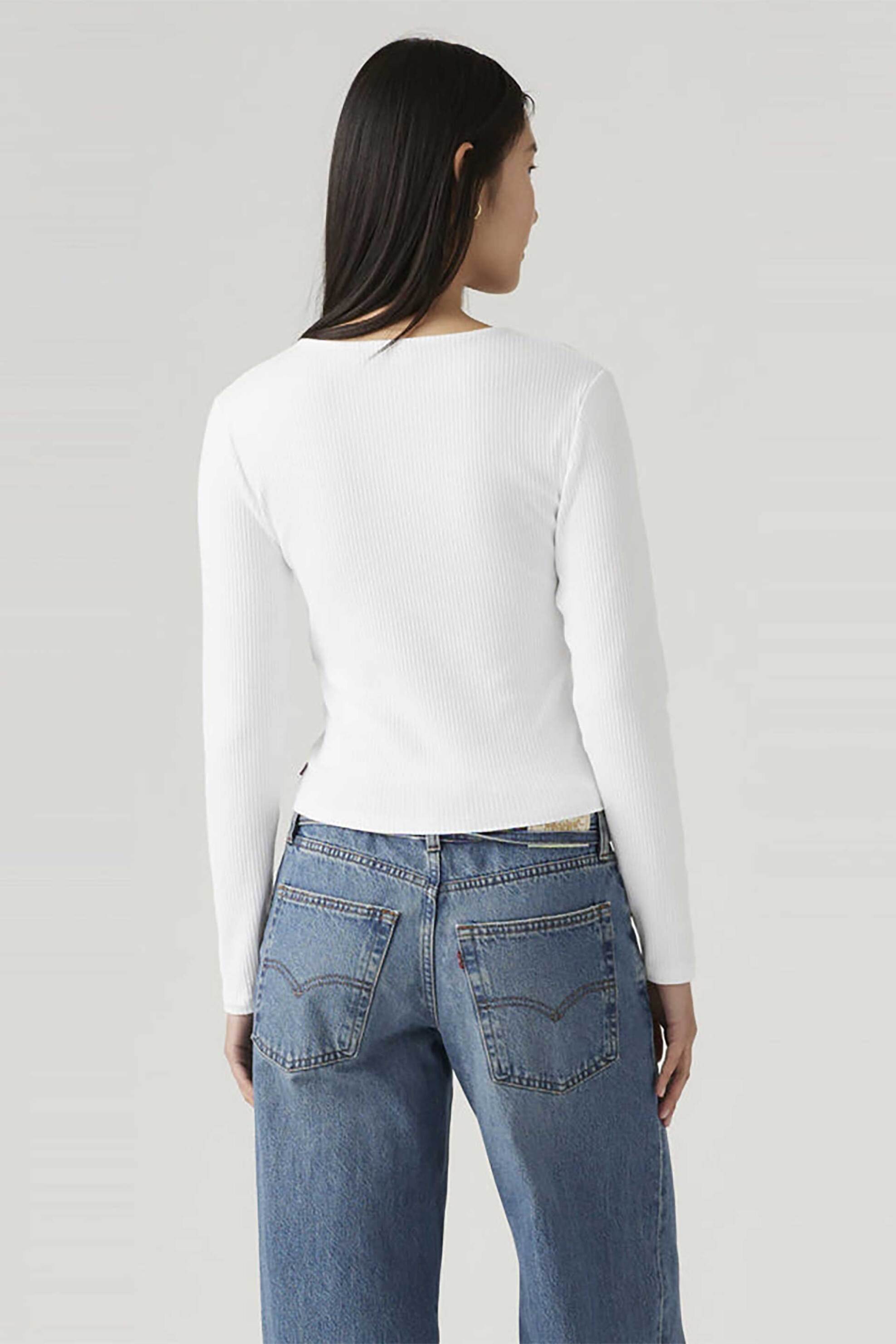 LEVI'S Levi's® γυναικεία πλεκτή ζακέτα ribbed με V Slim Fit "Muse" - A87830000 Λευκό - 2