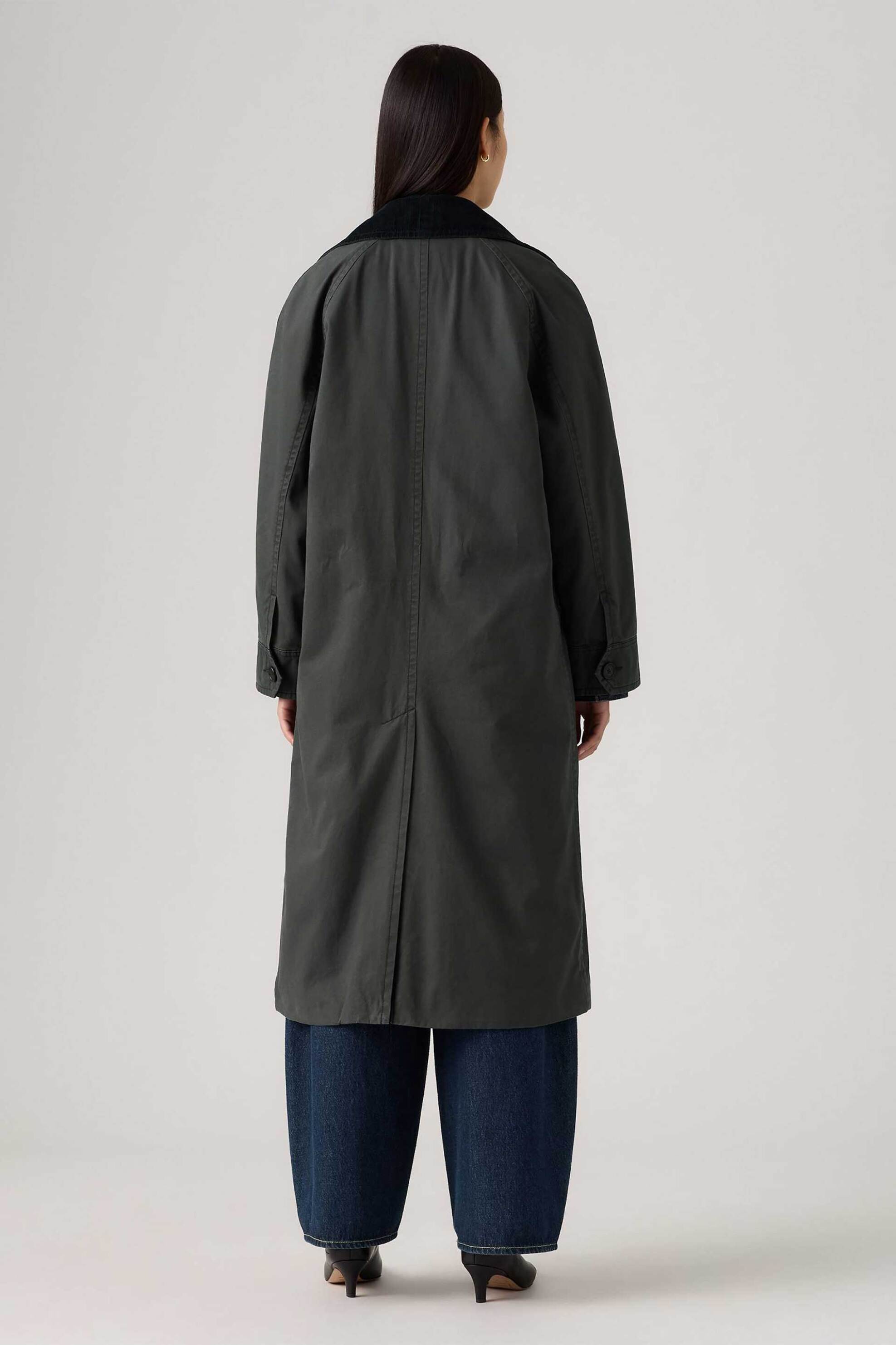 Levi's® γυναικεία καμπαρντίνα μονόχρωμη με τσέπες Relaxed Fit "Bree Barn" - 003G00000 Ανθρακί φωτογραφία