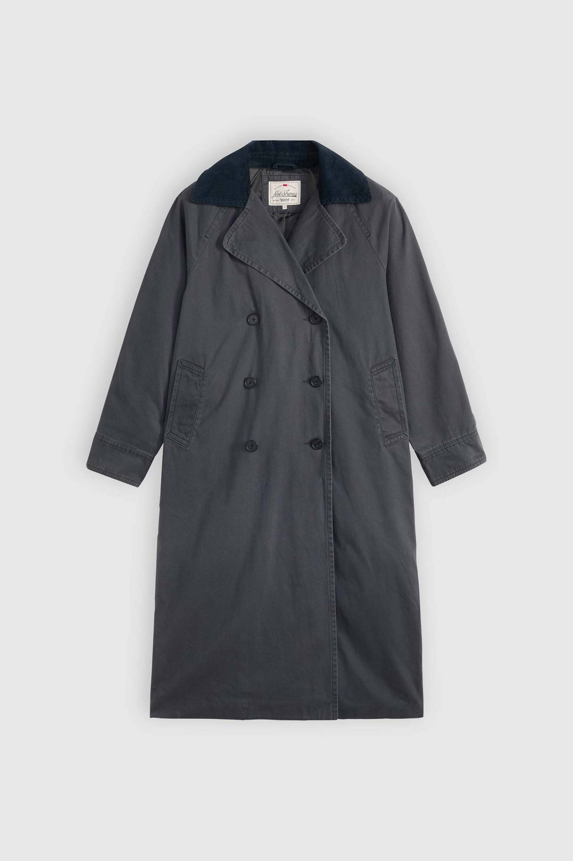 Levi's® γυναικεία καμπαρντίνα μονόχρωμη με τσέπες Relaxed Fit "Bree Barn" - 003G00000 Ανθρακί φωτογραφία